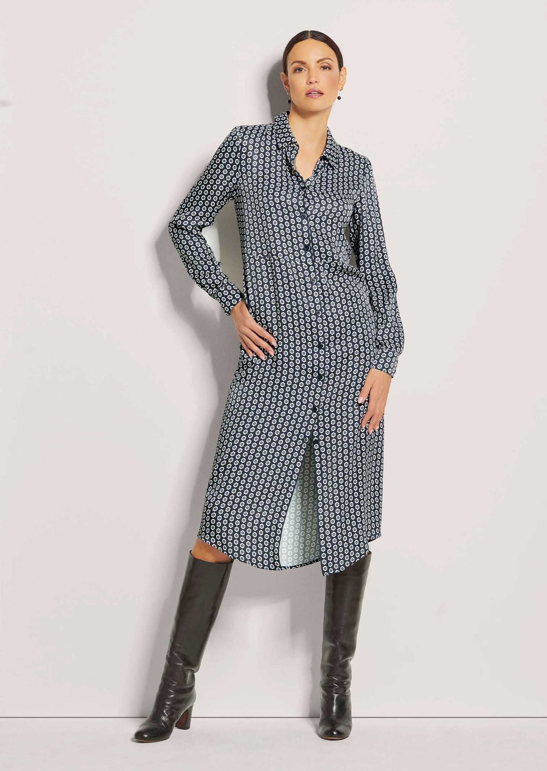 MADELEINE Midikleid "Kleid Hemdblusenkleid in bedruckter Satin-Qualität" günstig online kaufen