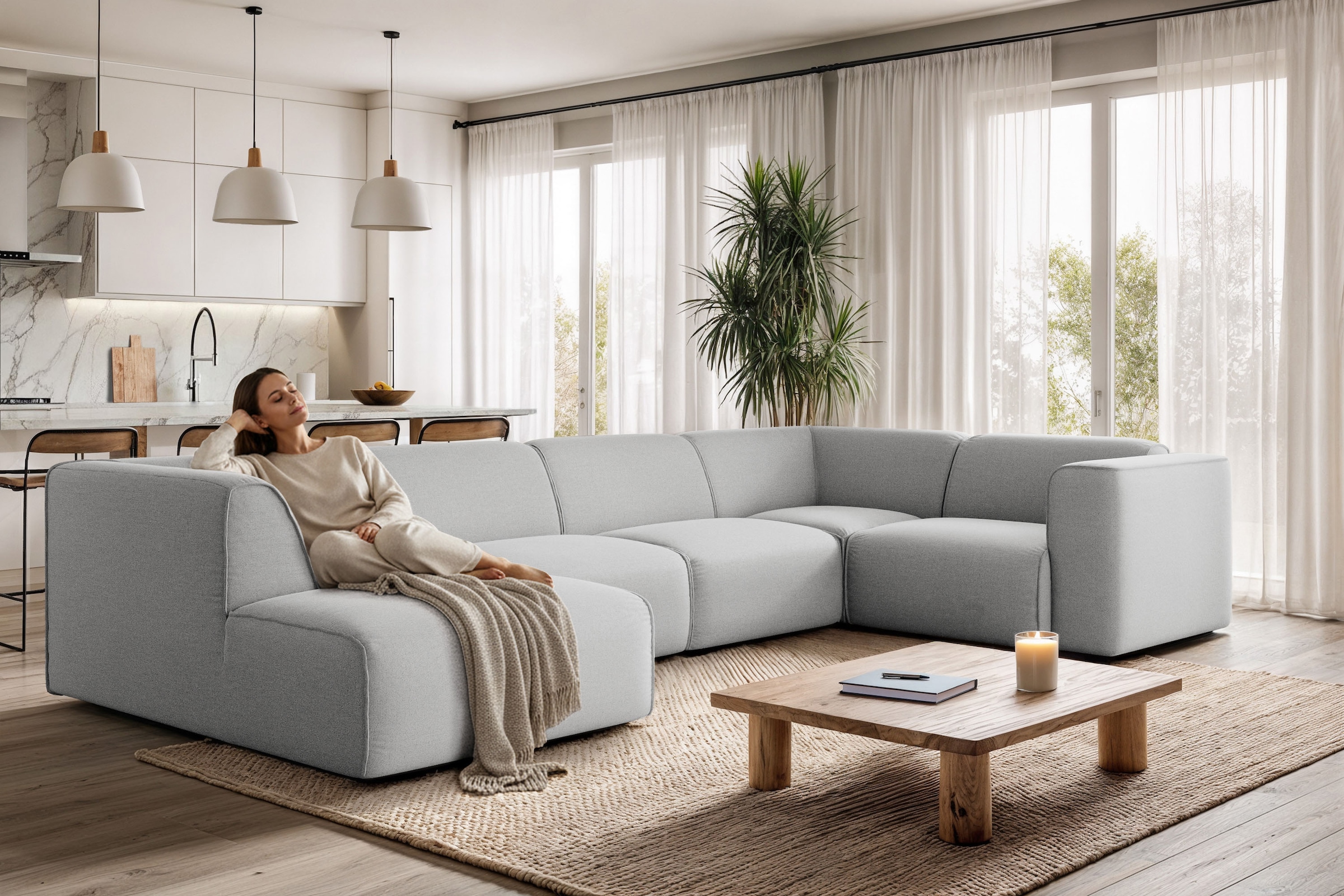 OTTO home Wohnlandschaft "Merid U-Form, B: 367 cm" als Modul oder separat v günstig online kaufen
