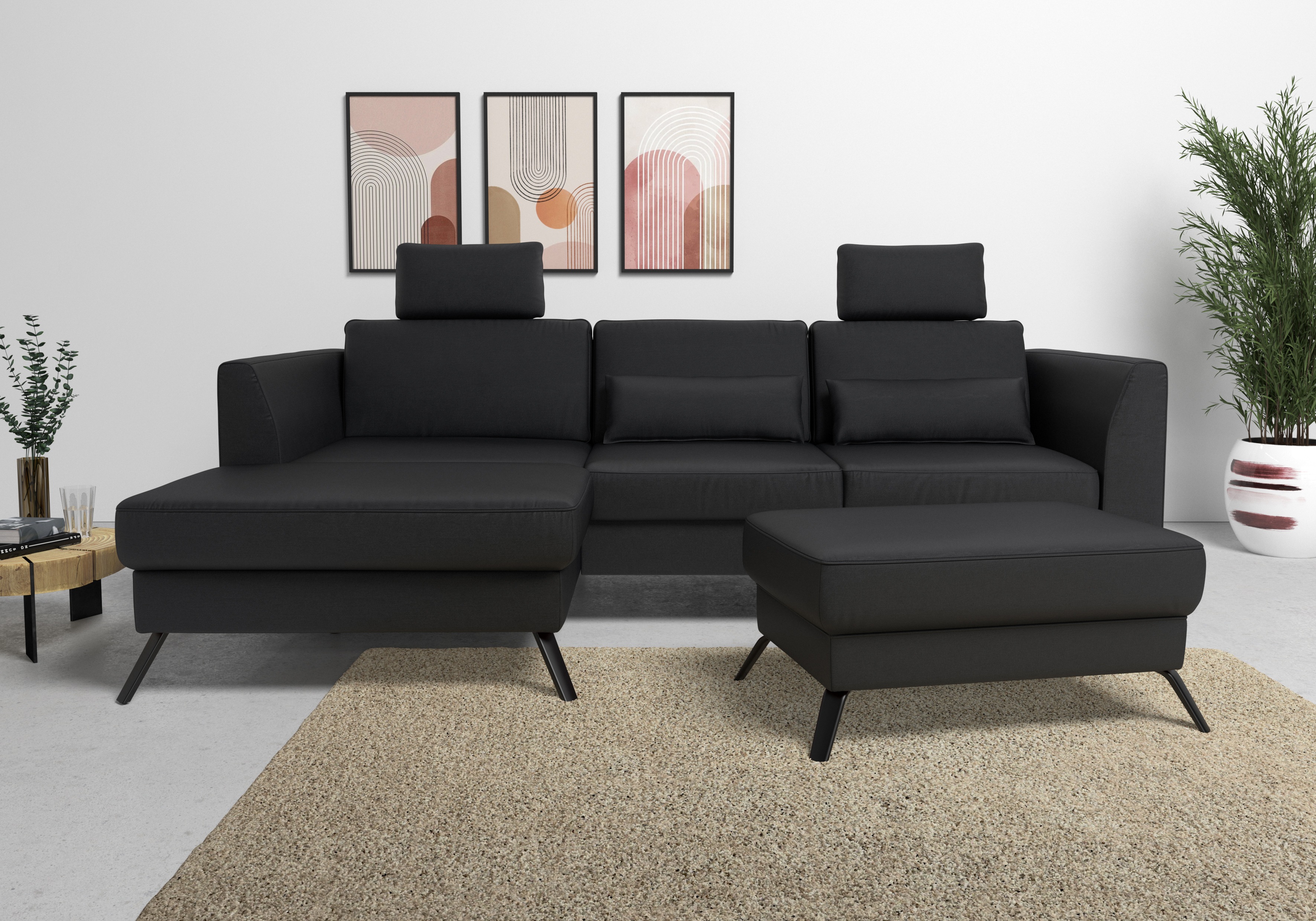 sit&more Ecksofa "Olsen L-Form" inklusive Sitztiefenverstellung, optional Schlaffunktion, 15cm hoch