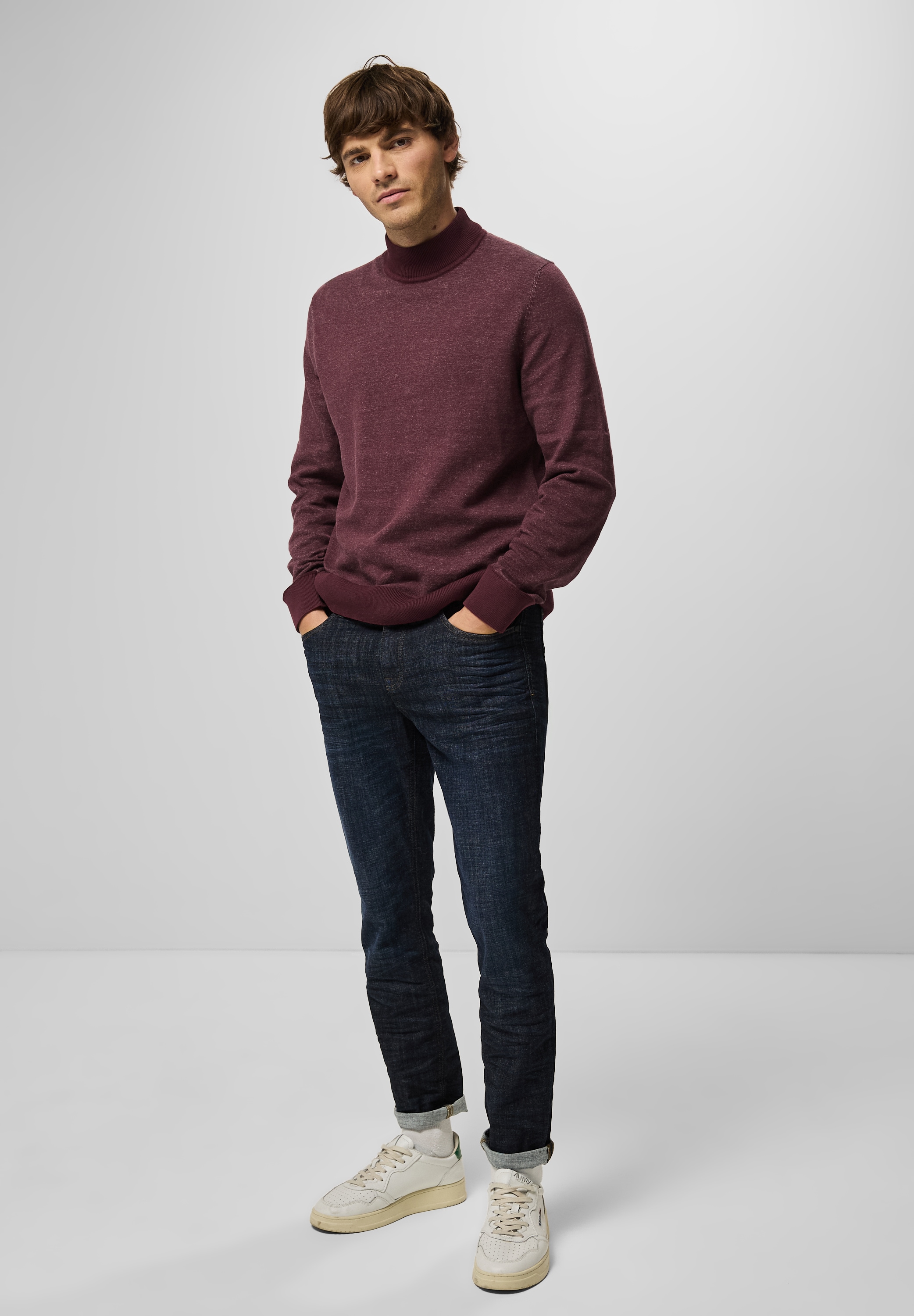 STREET ONE MEN Rollkragenpullover, in Melange Optik