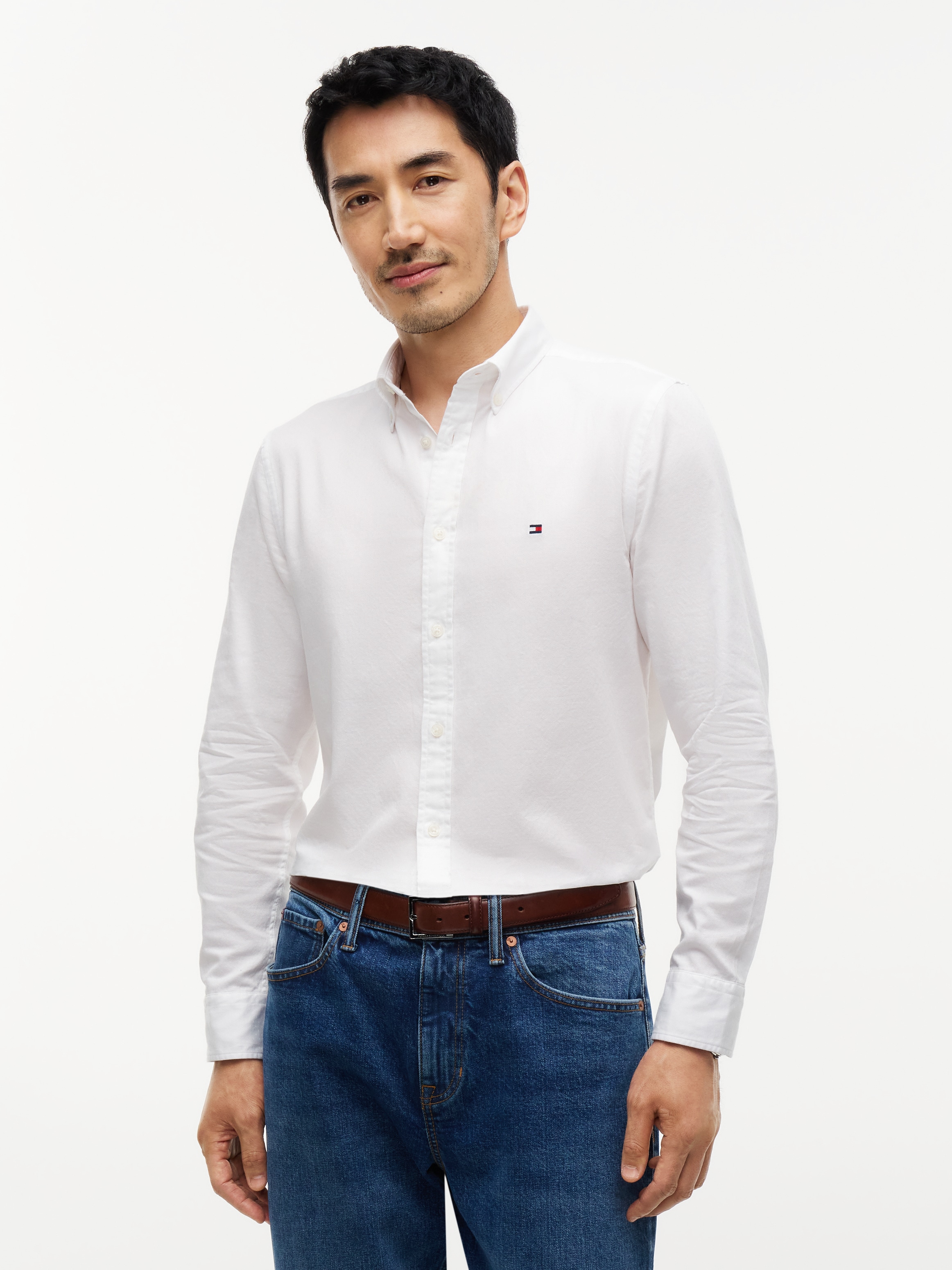 Tommy Hilfiger Langarmhemd »FLEX DOBBY SLIM FIT« Slim Fit Dobby Structure