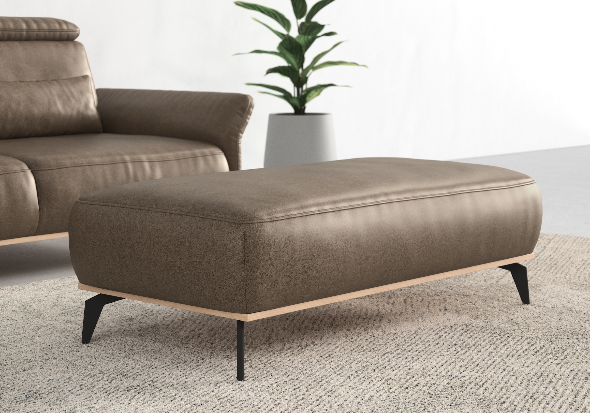 Home affaire Polsterhocker "Fjord" Mit einem Holzrahmen in Buche massiv eic günstig online kaufen