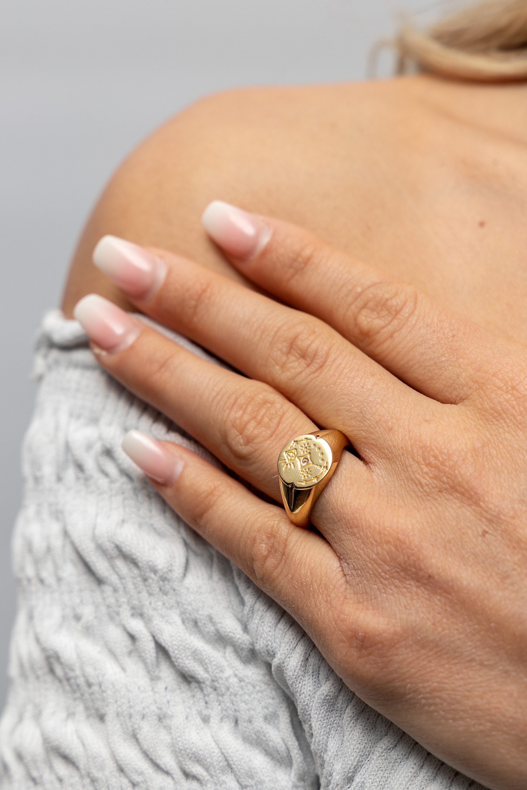 CAÏ Fingerring »925 Silber vergoldet online BAUR bestellen rund | Tattoo« Siegelring