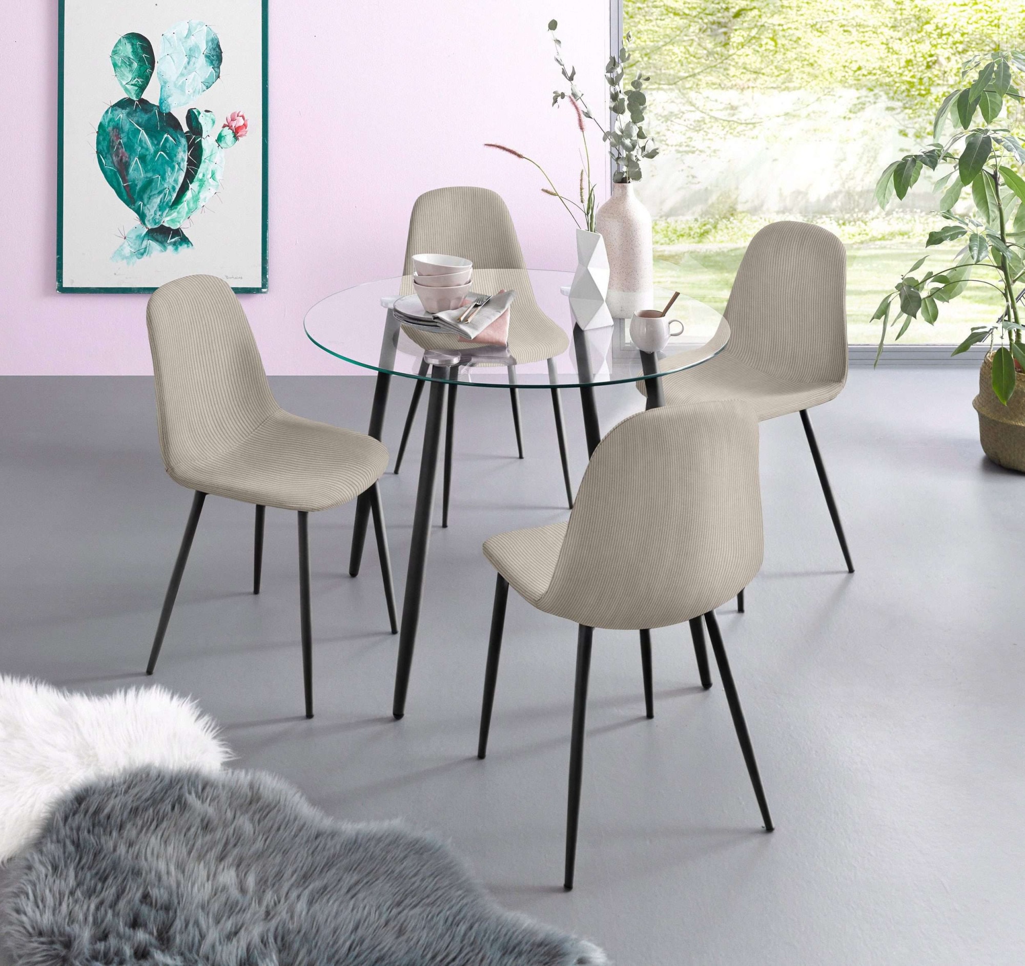 INOSIGN Essgruppe "Danny-Miller" Set, Set 100 cm, 5 Stk. tlg. Glastisch 100 günstig online kaufen