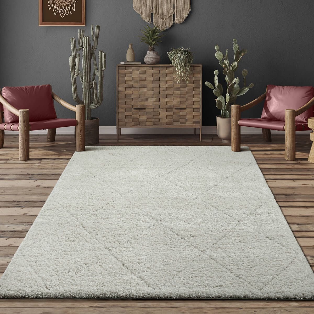 Teppich THE CARPET "Bahar Shaggy", beige (creme), B:120cm H:30mm L:170cm, Polypropylen, Teppiche, Teppich