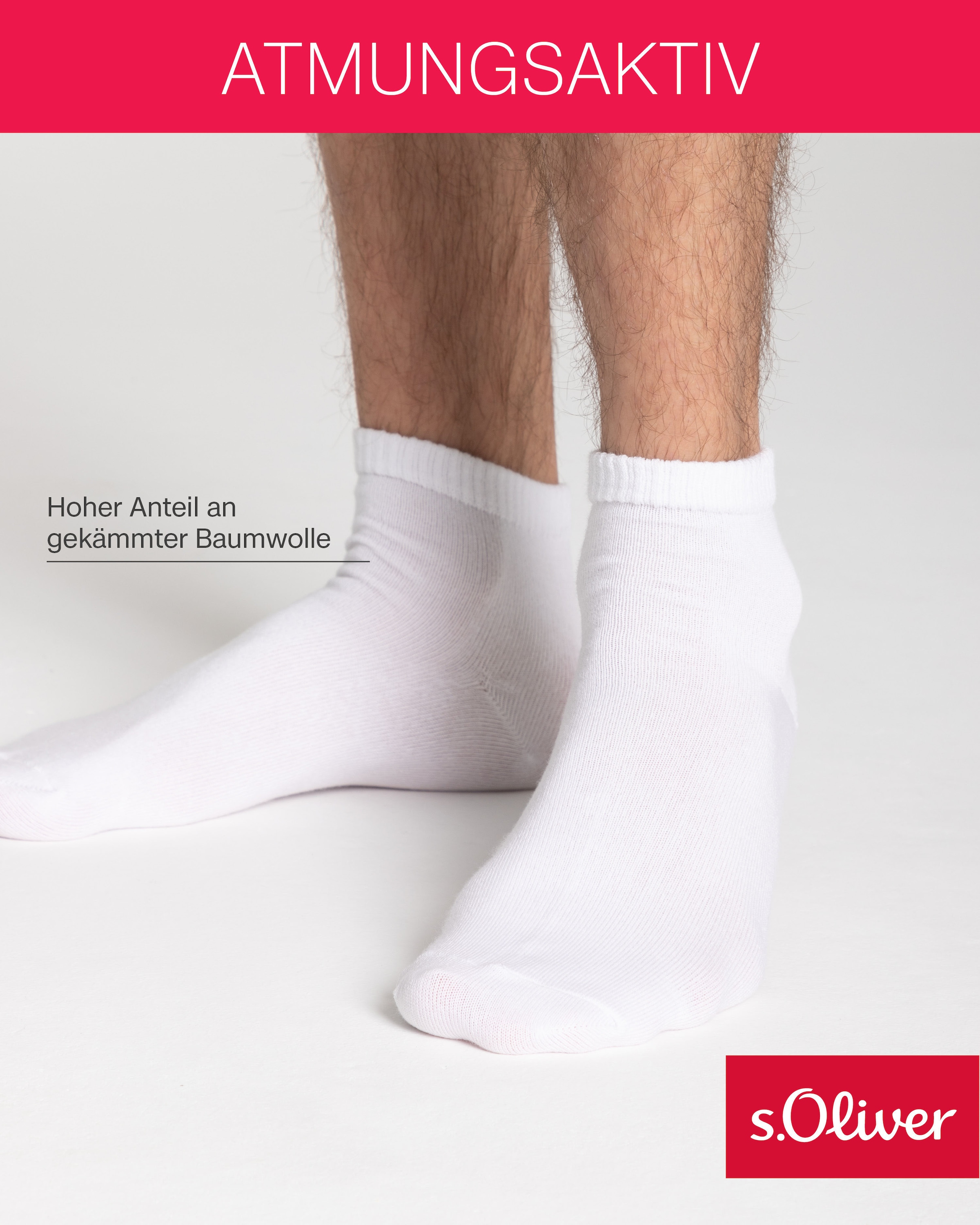 s.Oliver Kurzsocken »essentials«, (8 Paar), mit pflegeleichtem Materialmix