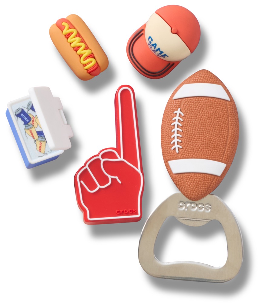 CROCS Kinder Schuhanstecker "Jibbitz Tailgate"bunt, PVC, Schuhzubehör, Football Charms für Crocs