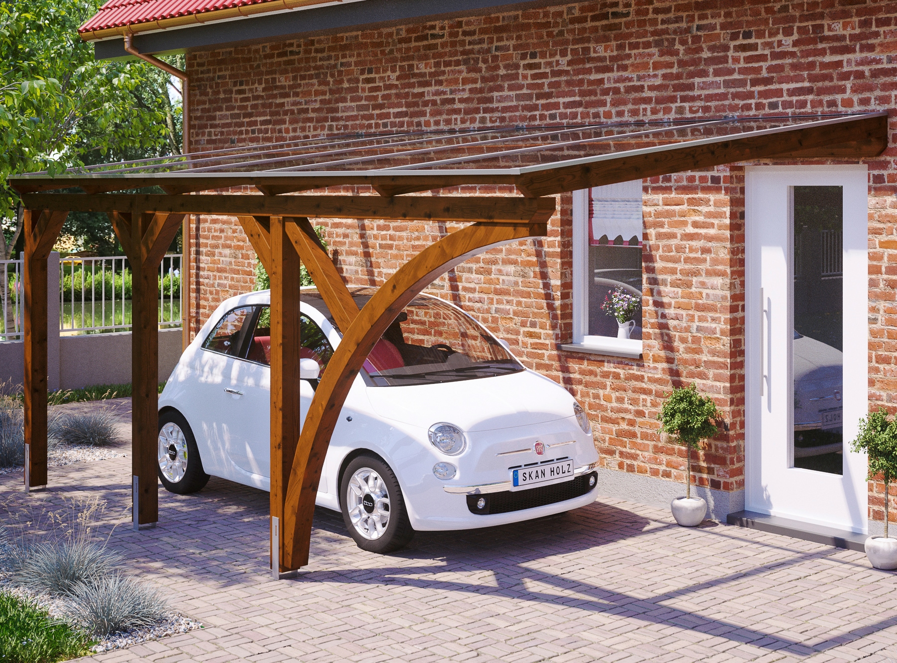 Skanholz Anlehncarport "Eifel" Leimholz 276 cm braun