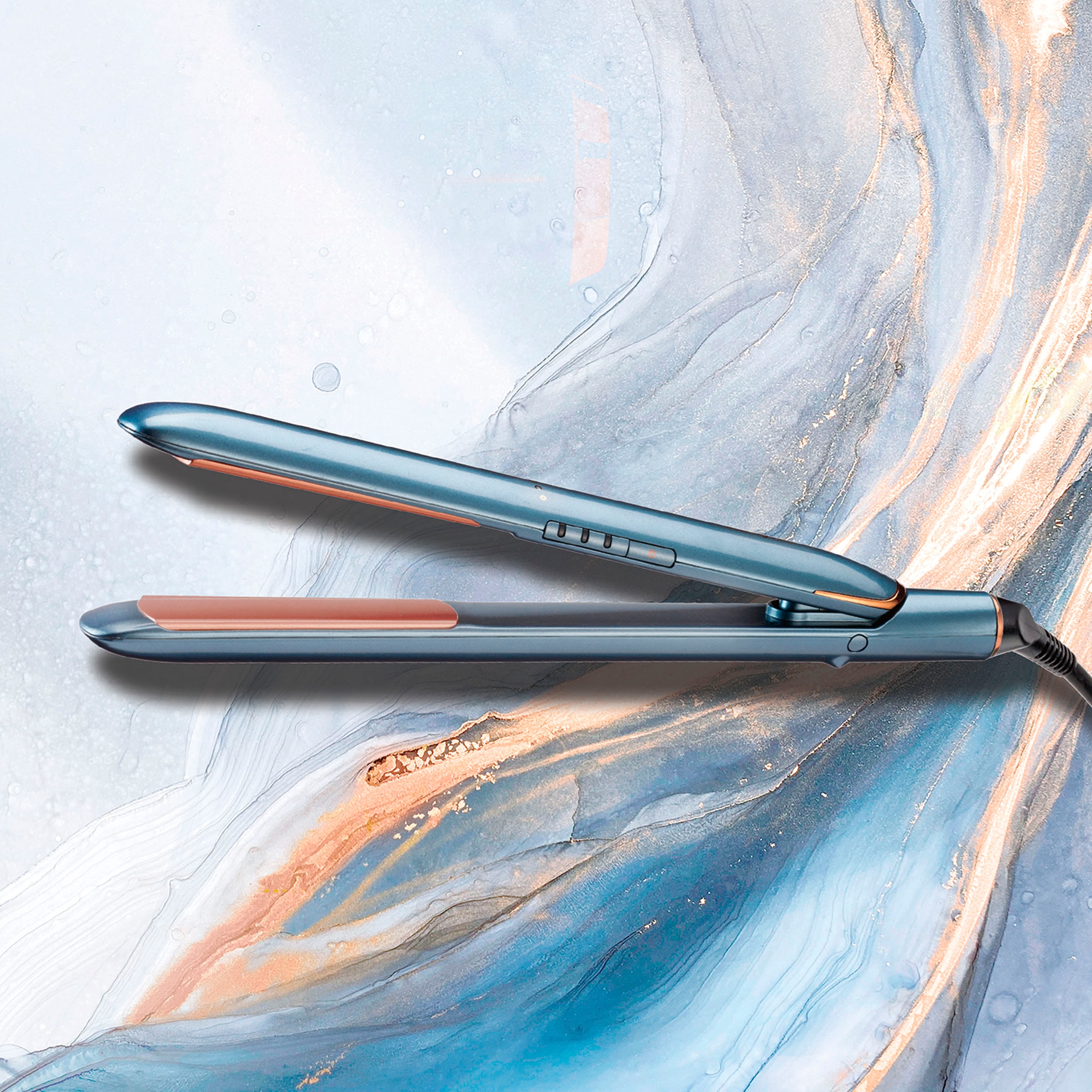 BaByliss Glätteisen »BaByliss Denim Luxe Glätteisen mit Titan-Keramikplatten, ST251PE« 3 Temperaturstufen bis 235 °C, schnelles Aufheizen, 25 mm Platten