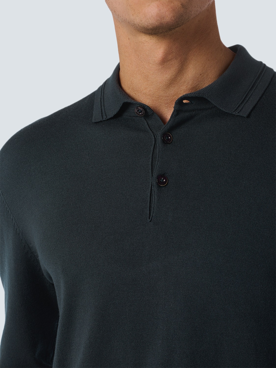 NO EXCESS Rundhalspullover »No Excess Langärmeliger Polo-Pullover«