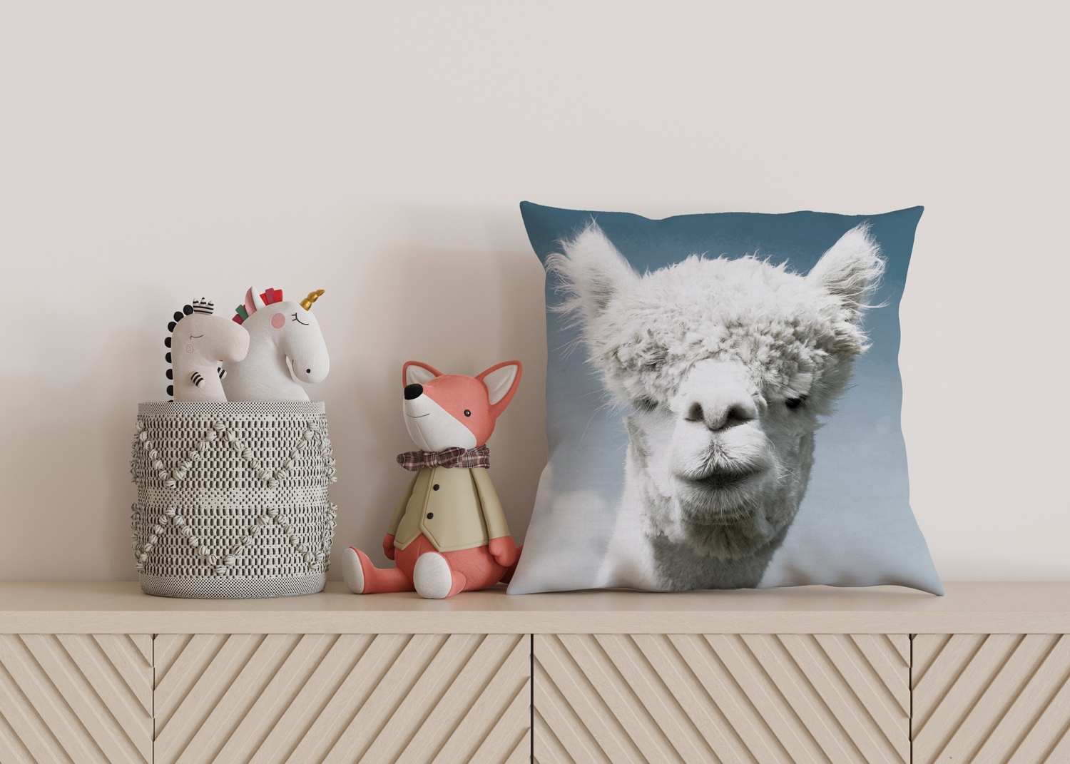 queence Dekokissen »Alpaka«, Kissenhülle mit HD Premium Druck, geruchsneutral, 40x40cm