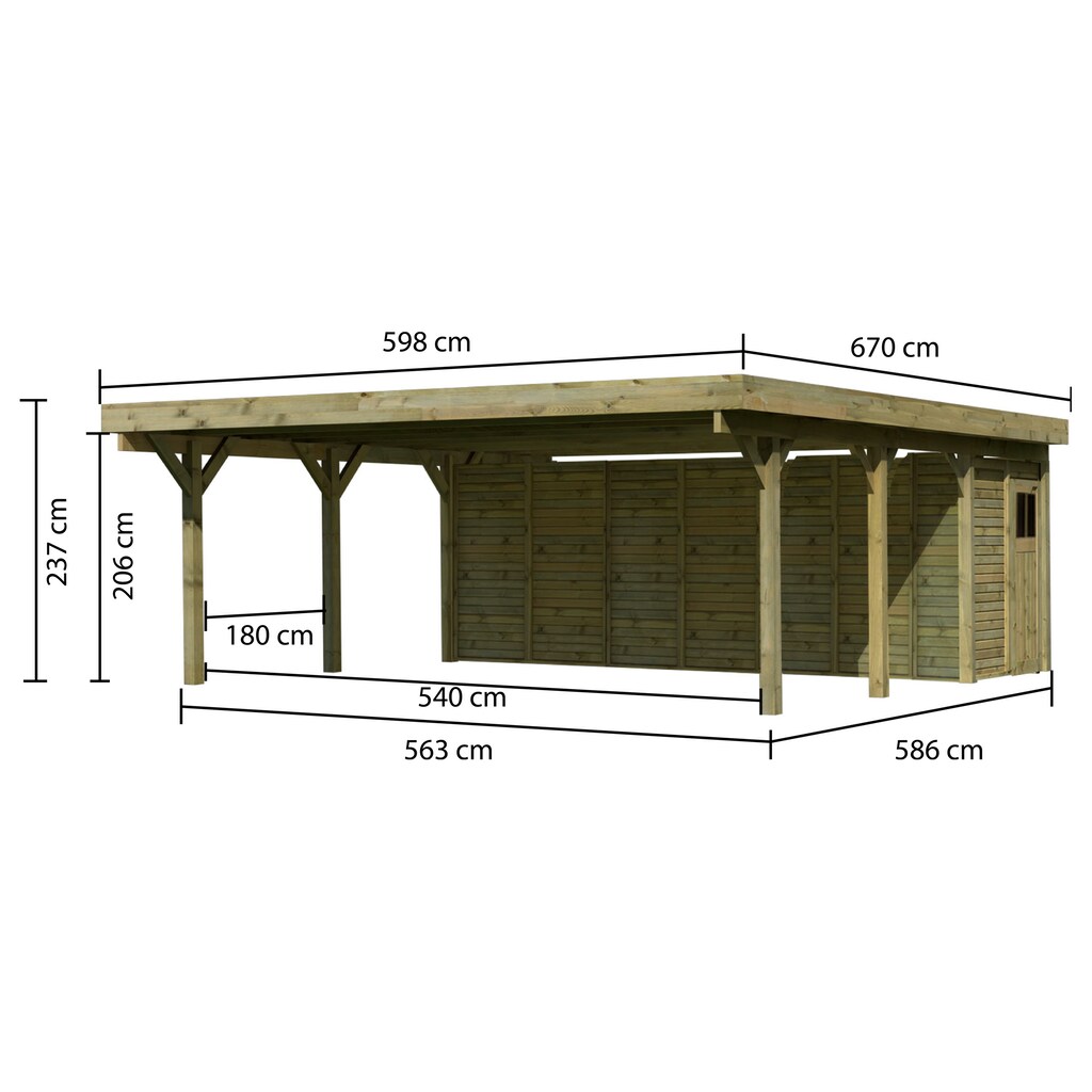 Karibu Doppelcarport »Classic 2«, Holz, 540 cm, braun