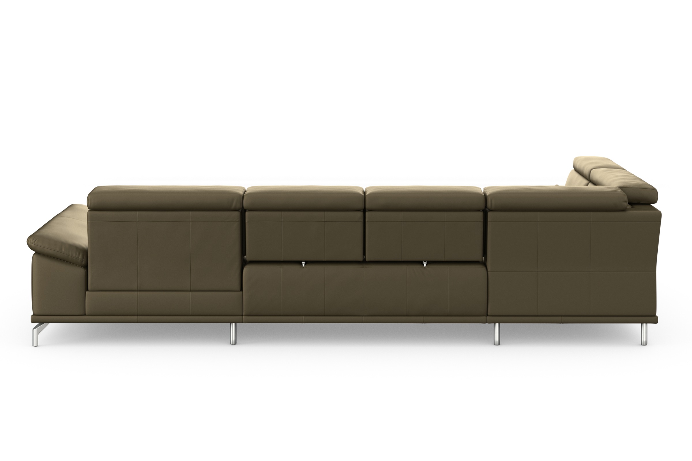 Wohnlandschaft SIT & MORE "Cabrio U-Form, B: 359 cm, mit Sitztiefen-, Arm- & Kopfteilverstellung", grün (olive), B:359cm H:87cm T:230cm, Sofas, Wohnlandschaft, 3 Nierenkissen, Federkern, optional Bettfunktion und Stauraum 9