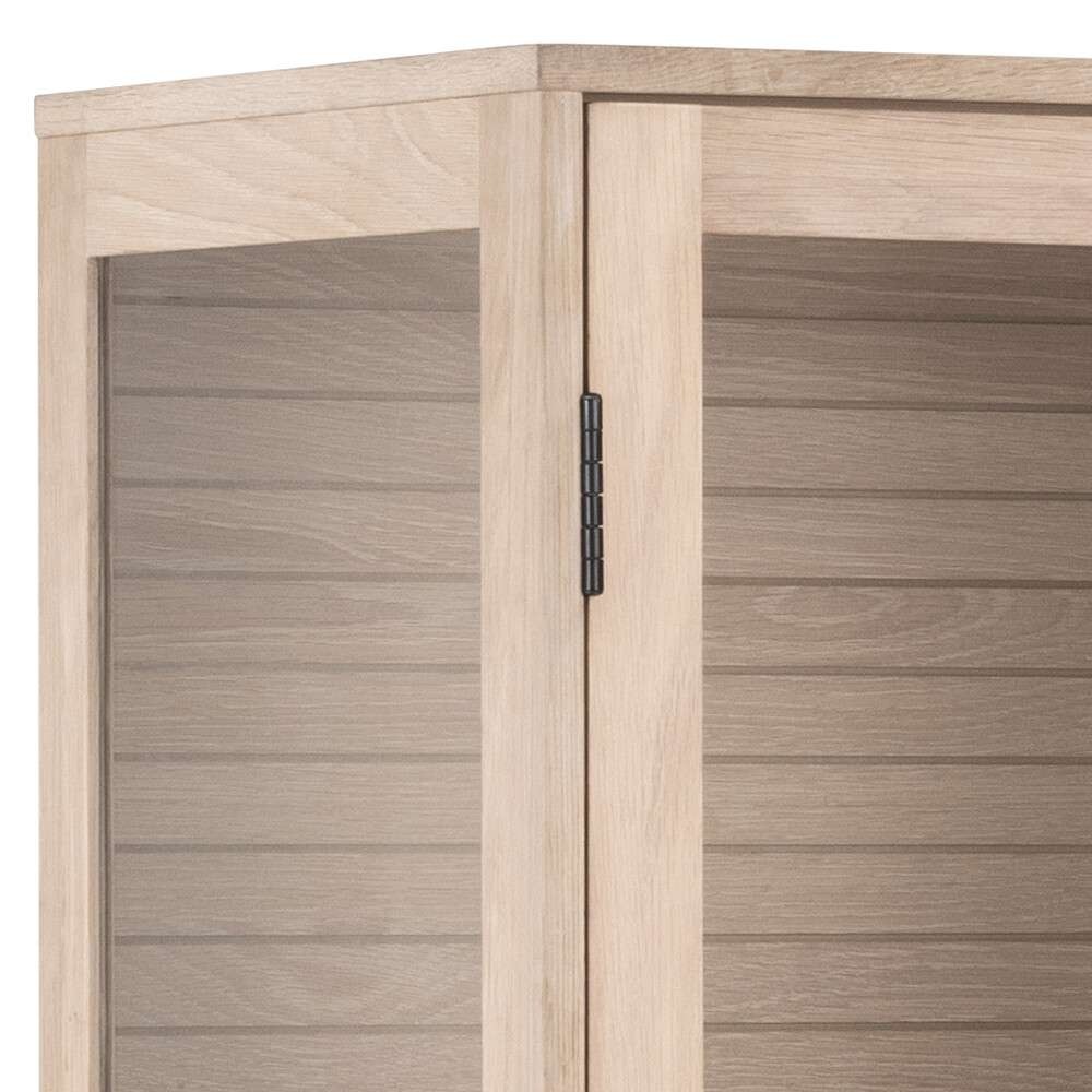 ACTONA GROUP Stauraumschrank »Linley Vitrine, Mehrzweckschrank,«, Eichenfurnier/Eiche, Lamellenrücken, 3 Einlegeböden, 2 Glastüren