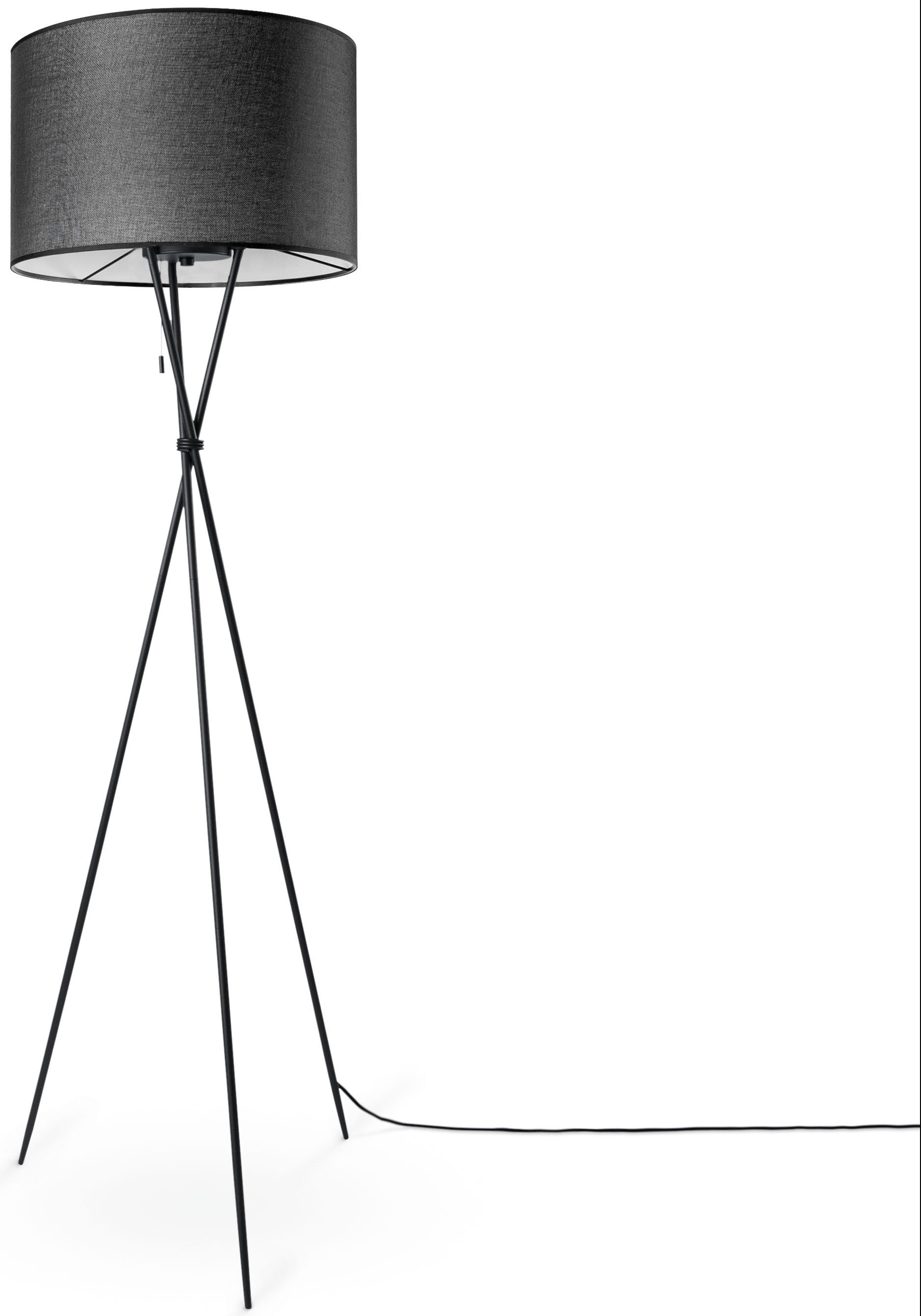 Paco Home Stehlampe BAUR »KATE COLOR«, Dreibein Wohnzimmer CANVAS E27 Textil Stoffschirmlampe | Schirm Standleuchte UNI