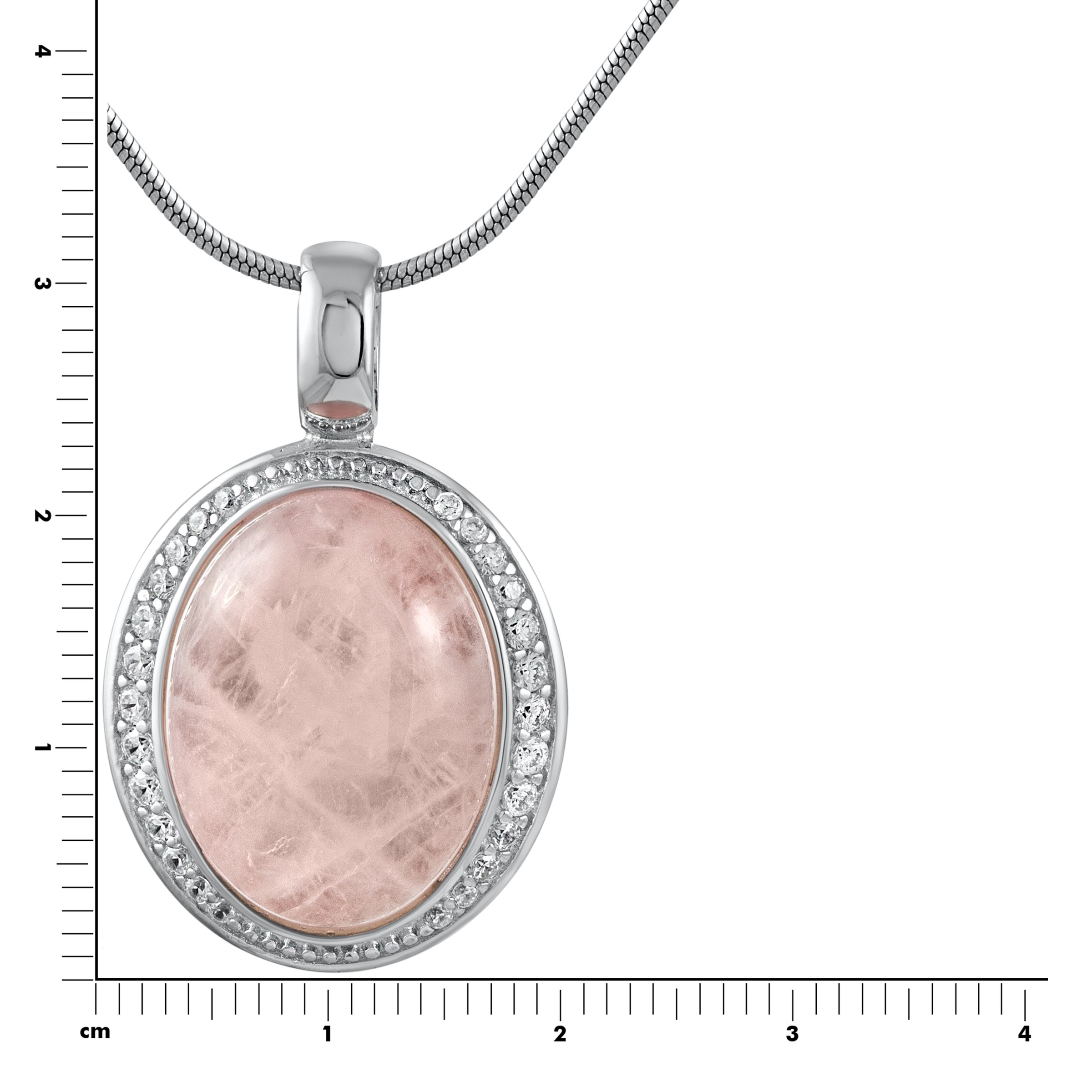 Zeeme Kette mit Anhänger »Silber 925 rhodiniert 42+5cm Rosenquarz Zirkonia«