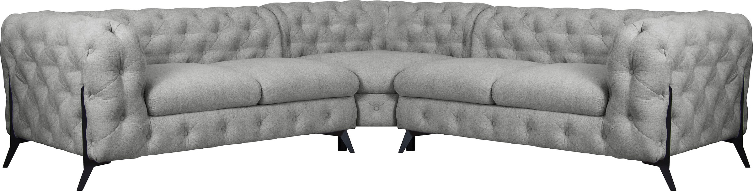 Leonique Chesterfield-Sofa "Amaury L-Form", Chesterfield-Optik, Breite/Tiefe je 262 cm, Fußfarbe wählbar