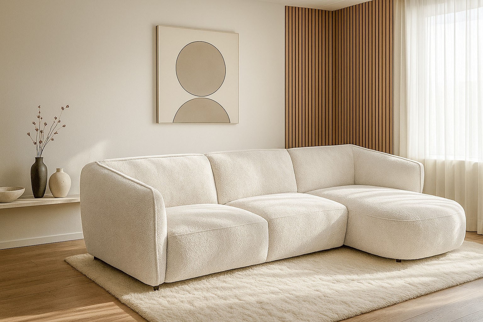 OTTO home Ecksofa "OSTRUP Rundsofa, L-Form, Naturtöne, Boucle oder Chenille" Breite 280 cm, organische Form mit sanften Rundungen