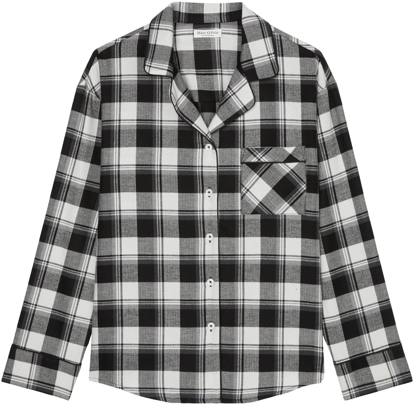 Marc O'Polo Pyjamaoberteil »Homey Flanne«, Karo-Muster, Langarm, Kragen, Brusttasche, Knöpfe, Flanell