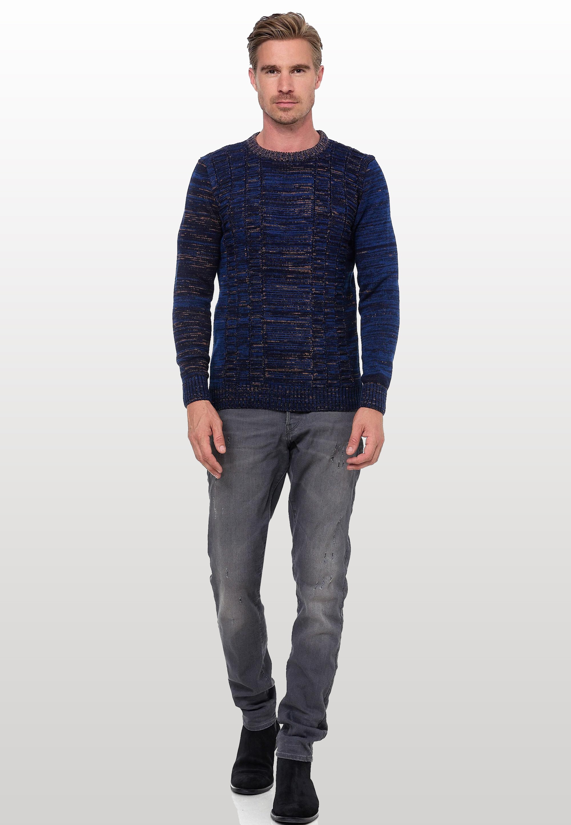 Rusty Neal Strickpullover, mit meliertem Design