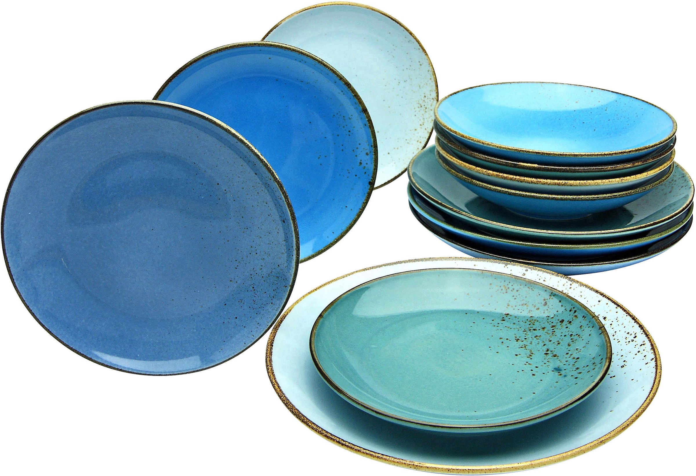 CreaTable Tafelservice "Geschirr-Set NATURE COLLECTION Aqua" Service, 12 Te günstig online kaufen