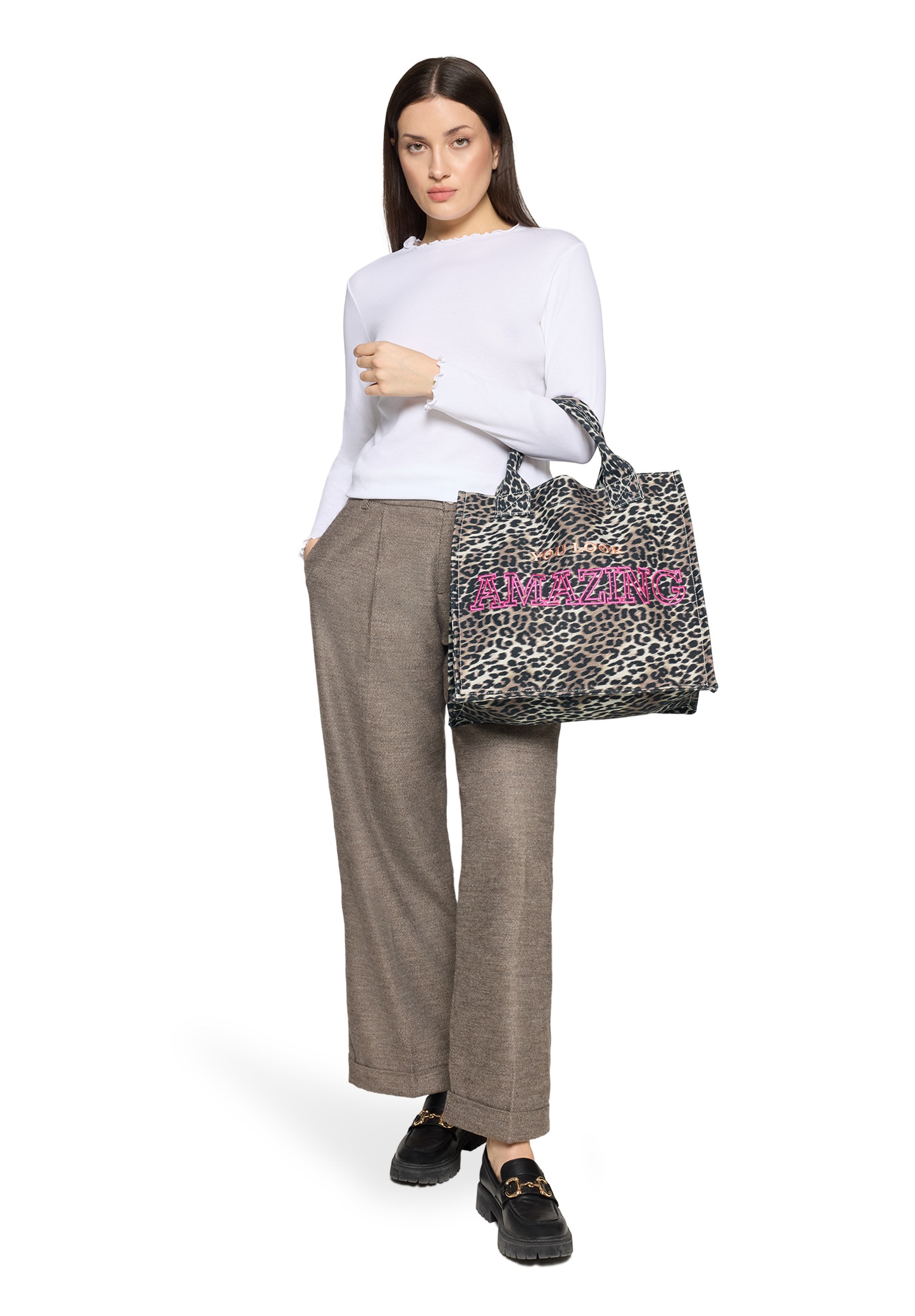 CARTOON Leo-Look Shopper Bag Black/Beige 2