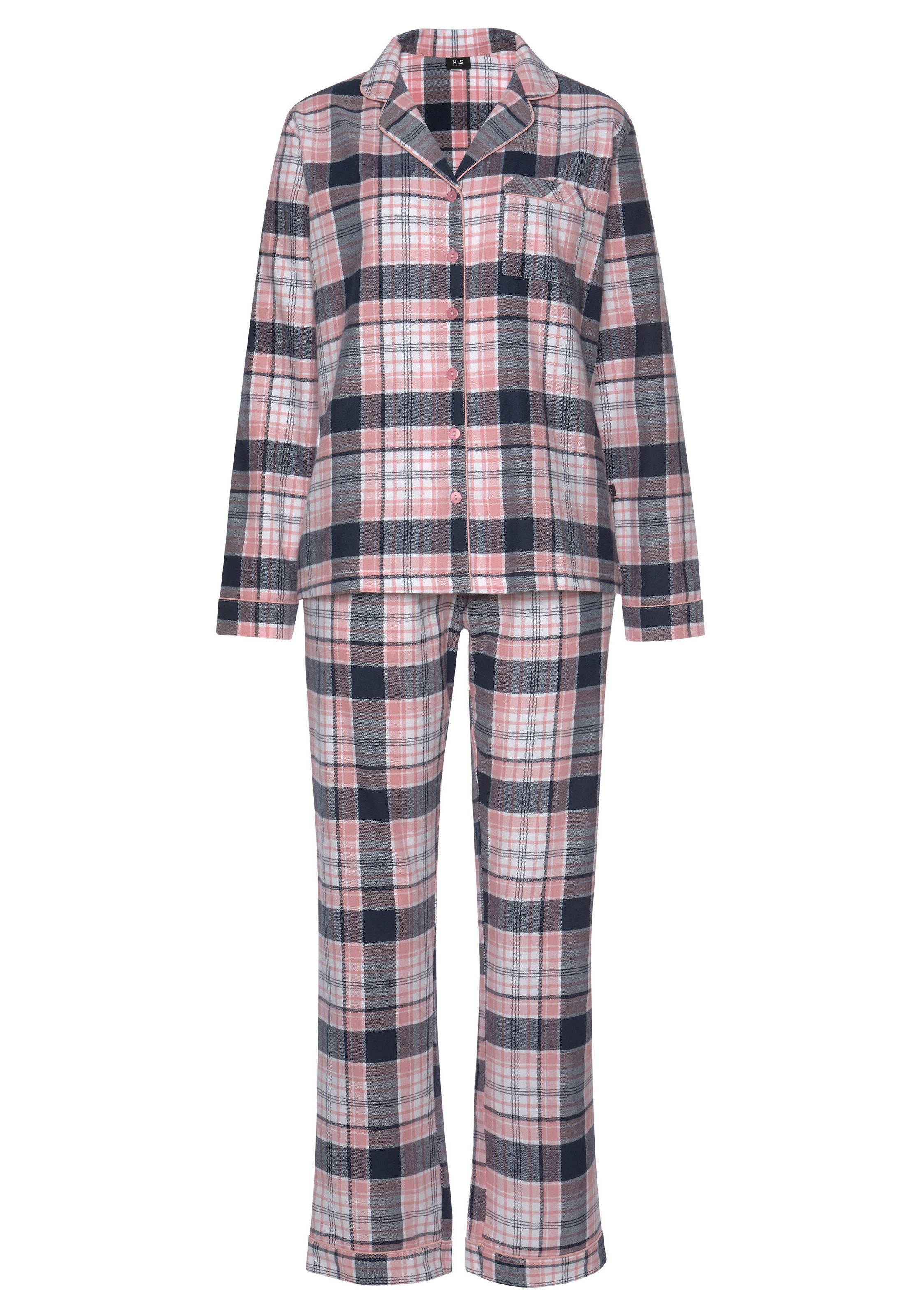 H.I.S Pyjama, (Set, 2 tlg.), aus Flanell mit Allover-Karomuster günstig online kaufen