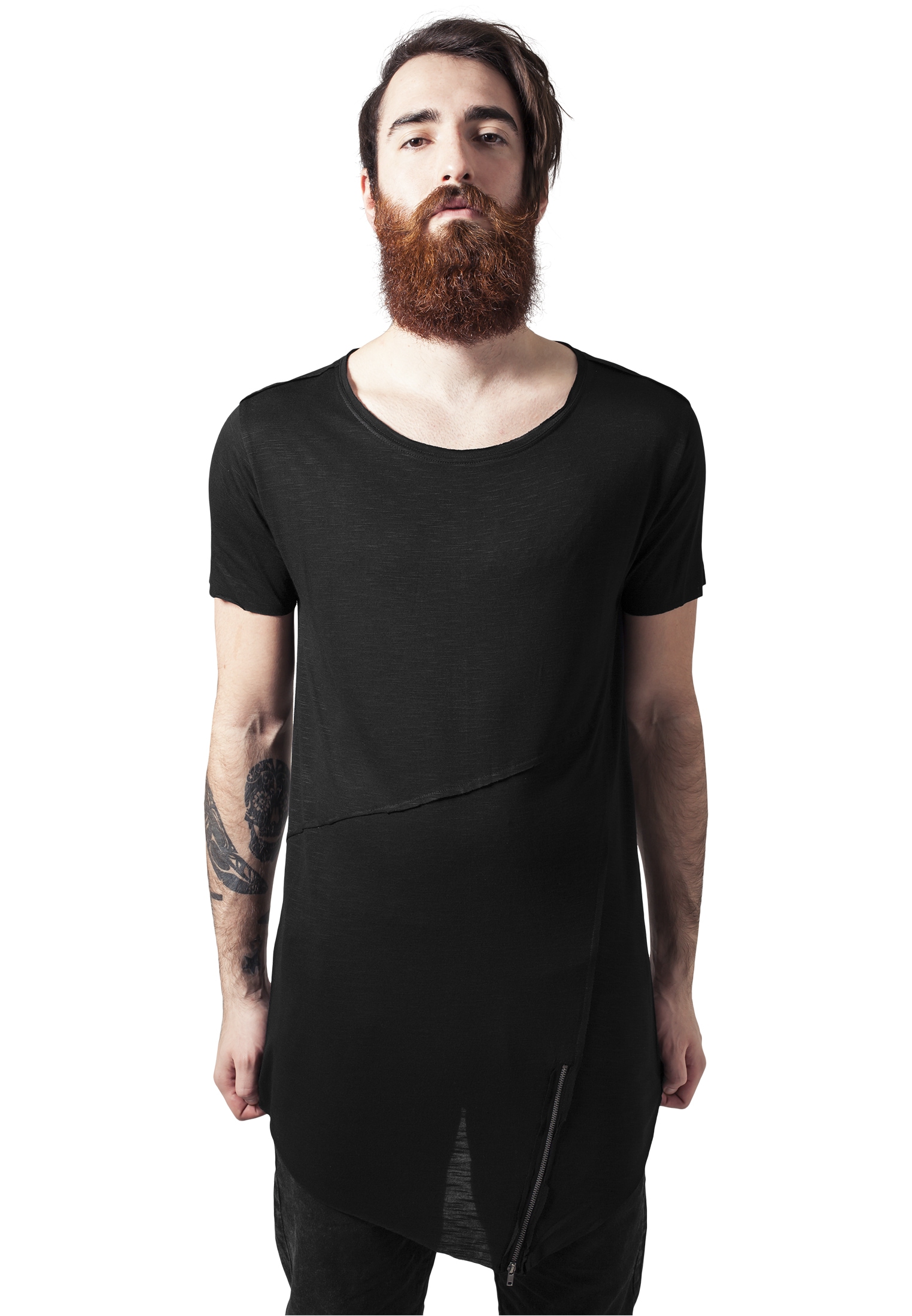 URBAN CLASSICS T-Shirt »Herren Long Open Edge Front Zip Tee«, (1 tlg.) ▷  bestellen | BAUR