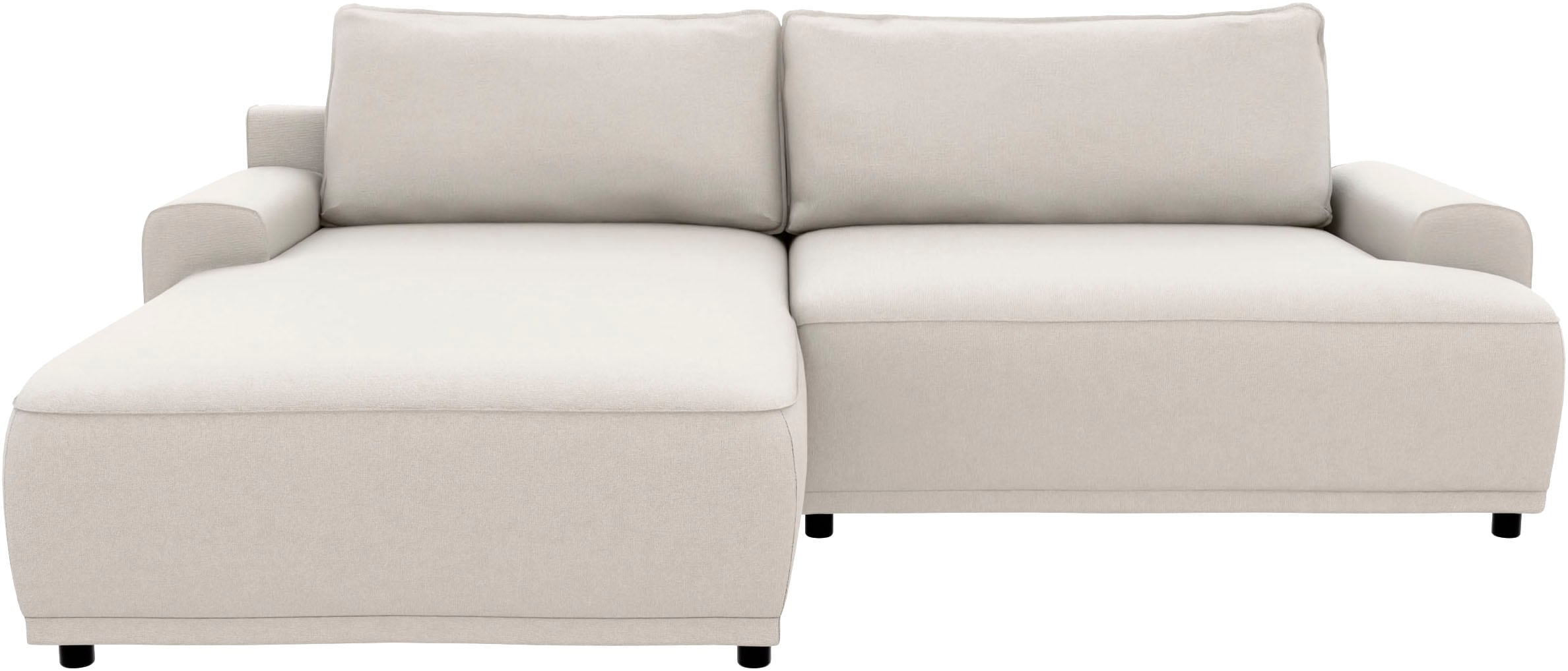 TRENDMANUFAKTUR Ecksofa »Fordon, Schlafsofa mit Bettkasten, Couch in L-Form, Breite 250 cm«, in Struktur LUMOS, 3D-Effekt, sandgrau, Recamiere links