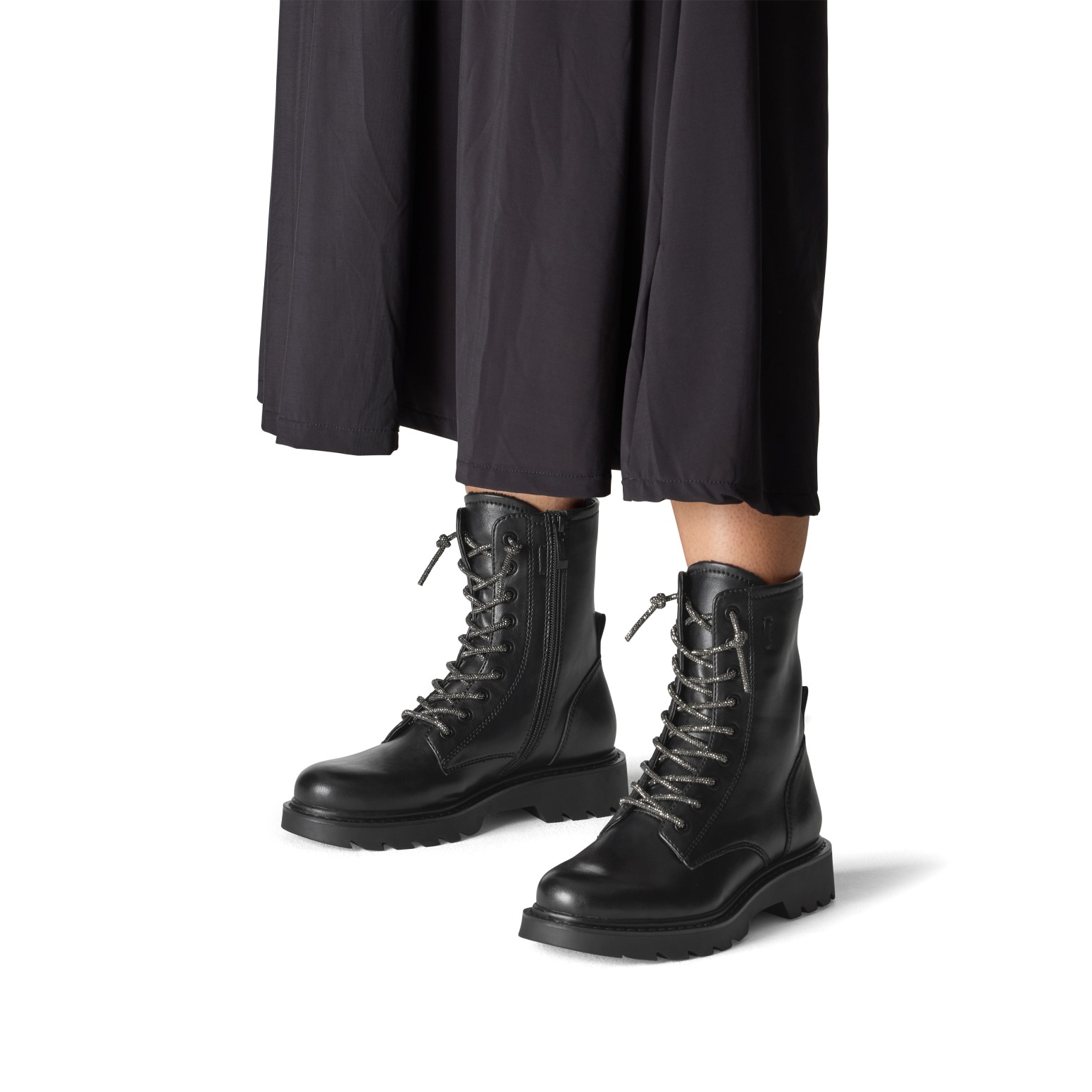 Tamaris Schnürstiefelette, Blockabsatz, Schnürboots mit glänzenden, elastischen Schnürsenkeln
