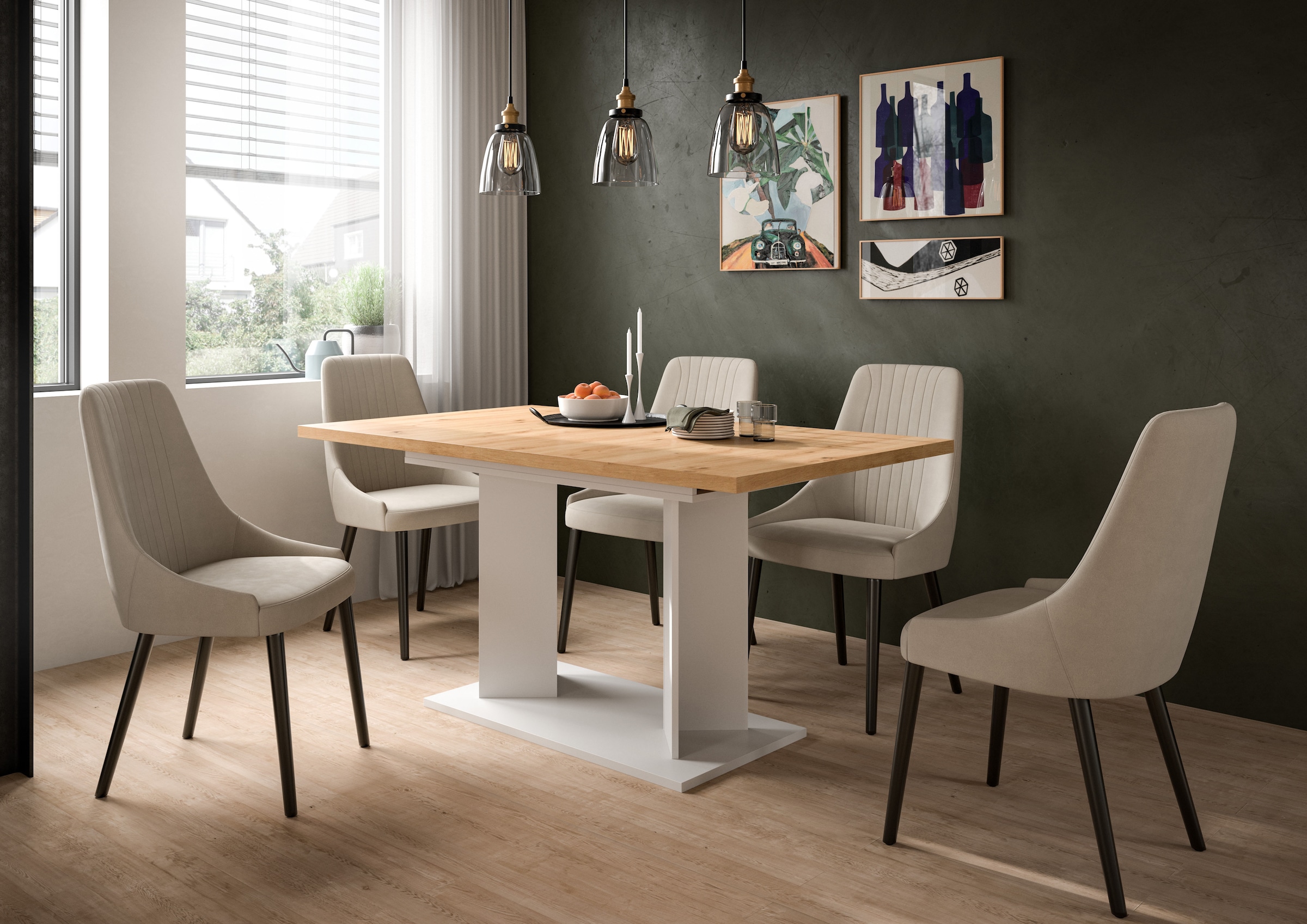Home affaire Esstisch »GERO, 150-190 cm, ausziehbar, Säulengestell« in verschiedenen Ausführungen erhältlich, 1 Stk. tlg. Tisch, Esstisch, Esszimmer, Esszimmertisch, Küchetisch, Bartisch