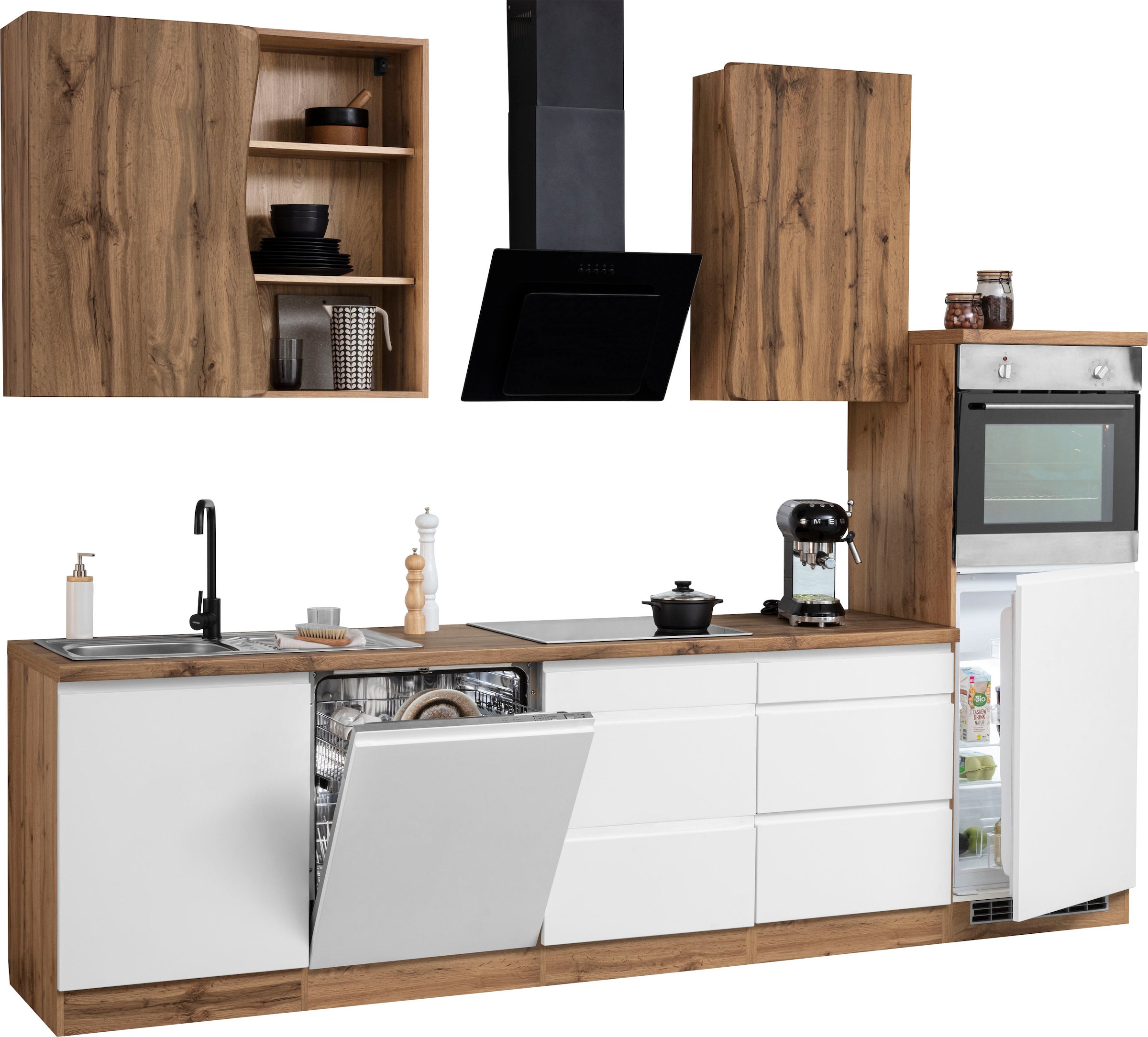 HELD MÖBEL Küche »Bruneck«, breit, | E-Geräte, MDF-Fronten hochwertige ohne 300cm BAUR