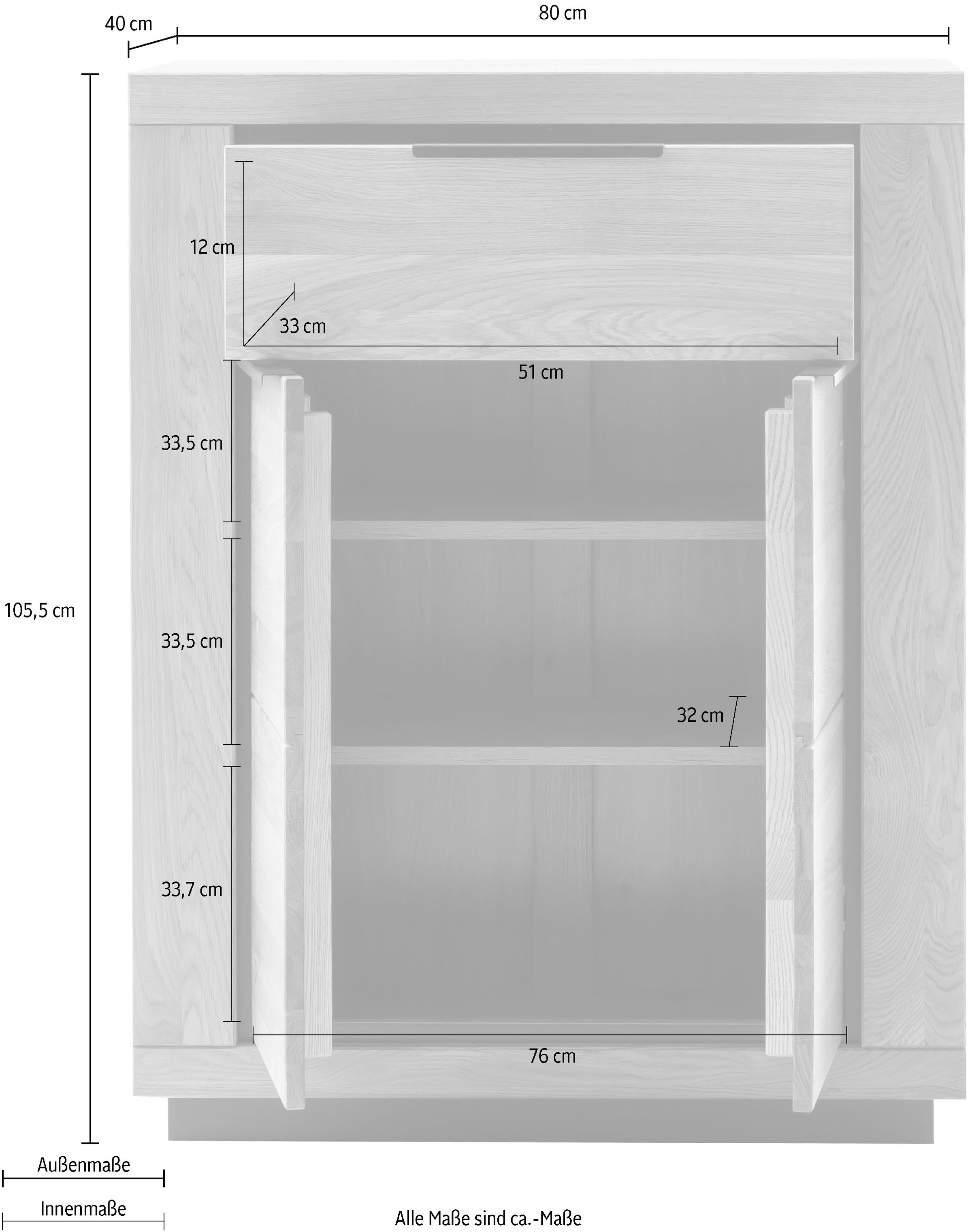MCA living Schuhschrank »Greno Kommode«, (1 St.), 2 Holztüren, 1 Schubkasten, FSC-Mix