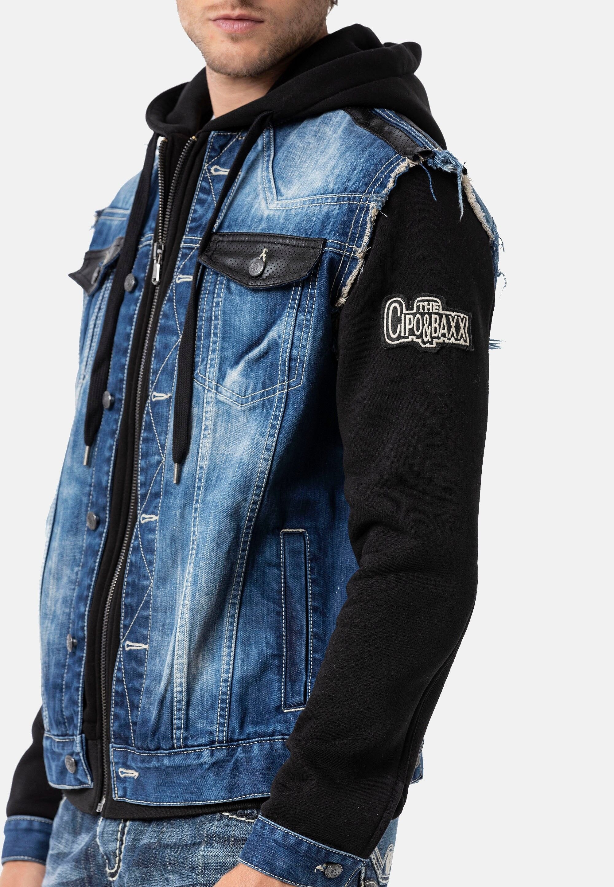 Cipo & Baxx Jeansjacke »Cipo & Baxx Jacke CJ307« mit Kapuze Abgerundet mit metallischen Details
