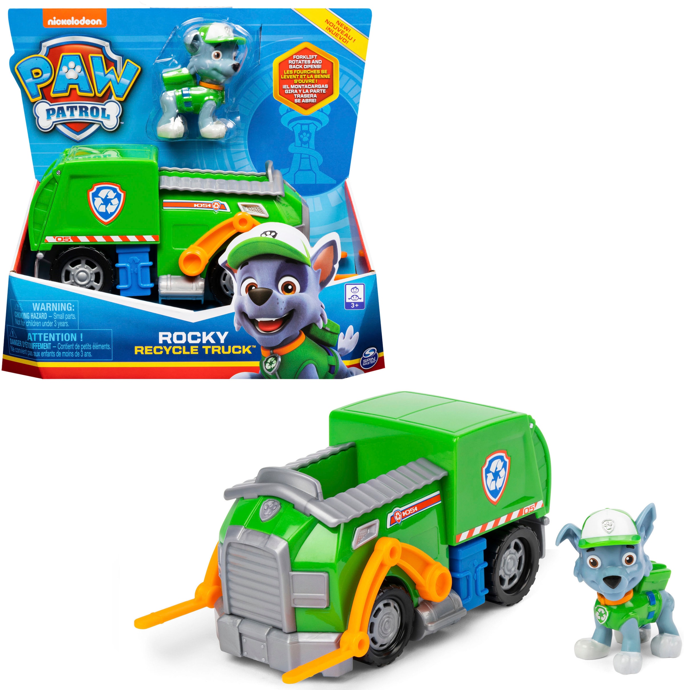 Spin Master Spielzeug-Auto »PAW Patrol, Recycling-Fahrzeug mit Rocky-Figur«