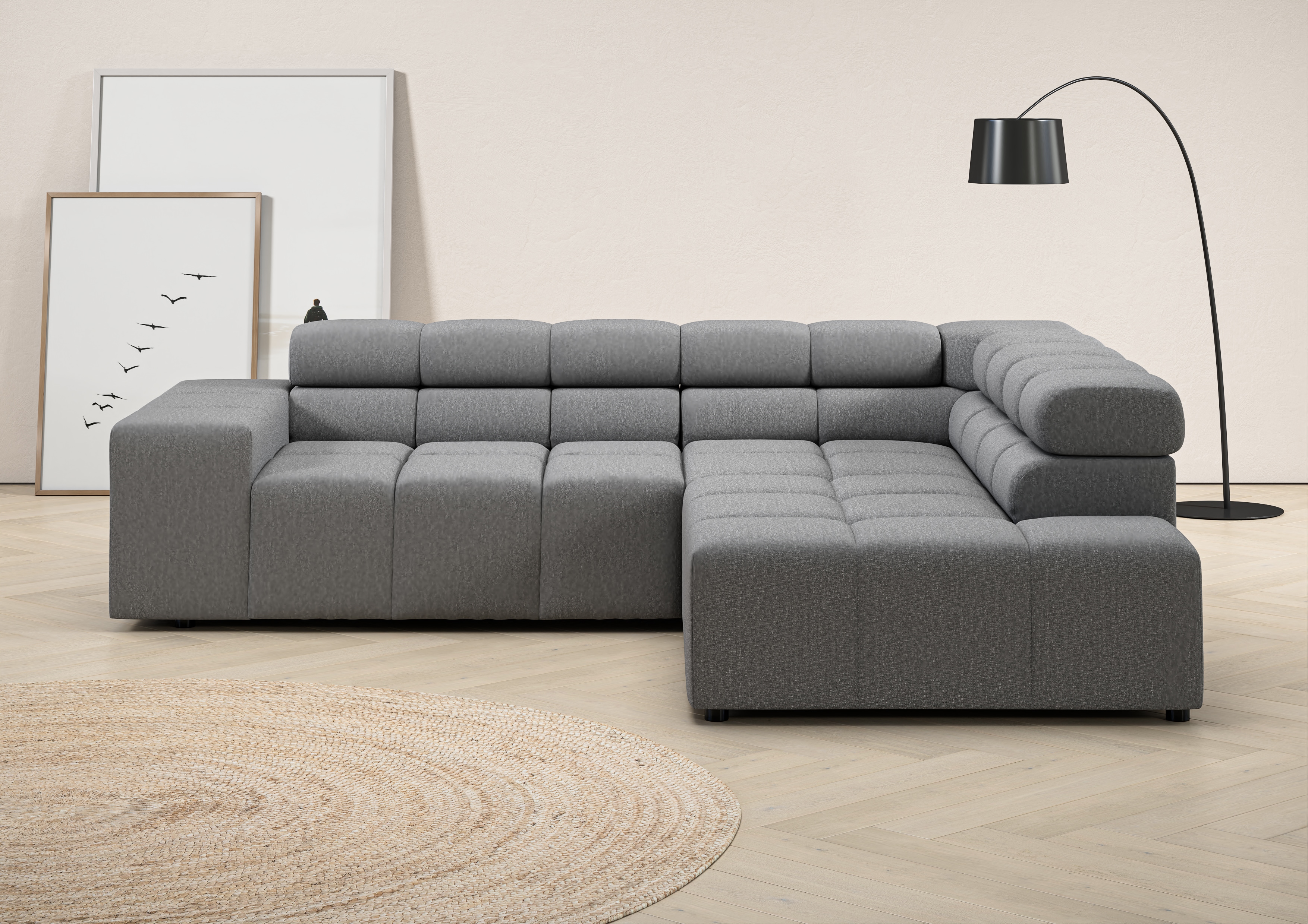 Home affaire Ecksofa "Ancona, Ecksofa, incl. Kopfteilverstellung, Breite 249 cm, L-Form" wahlweise motorische Sitztiefenverstellung, B/T(H: 249/215/70 cm