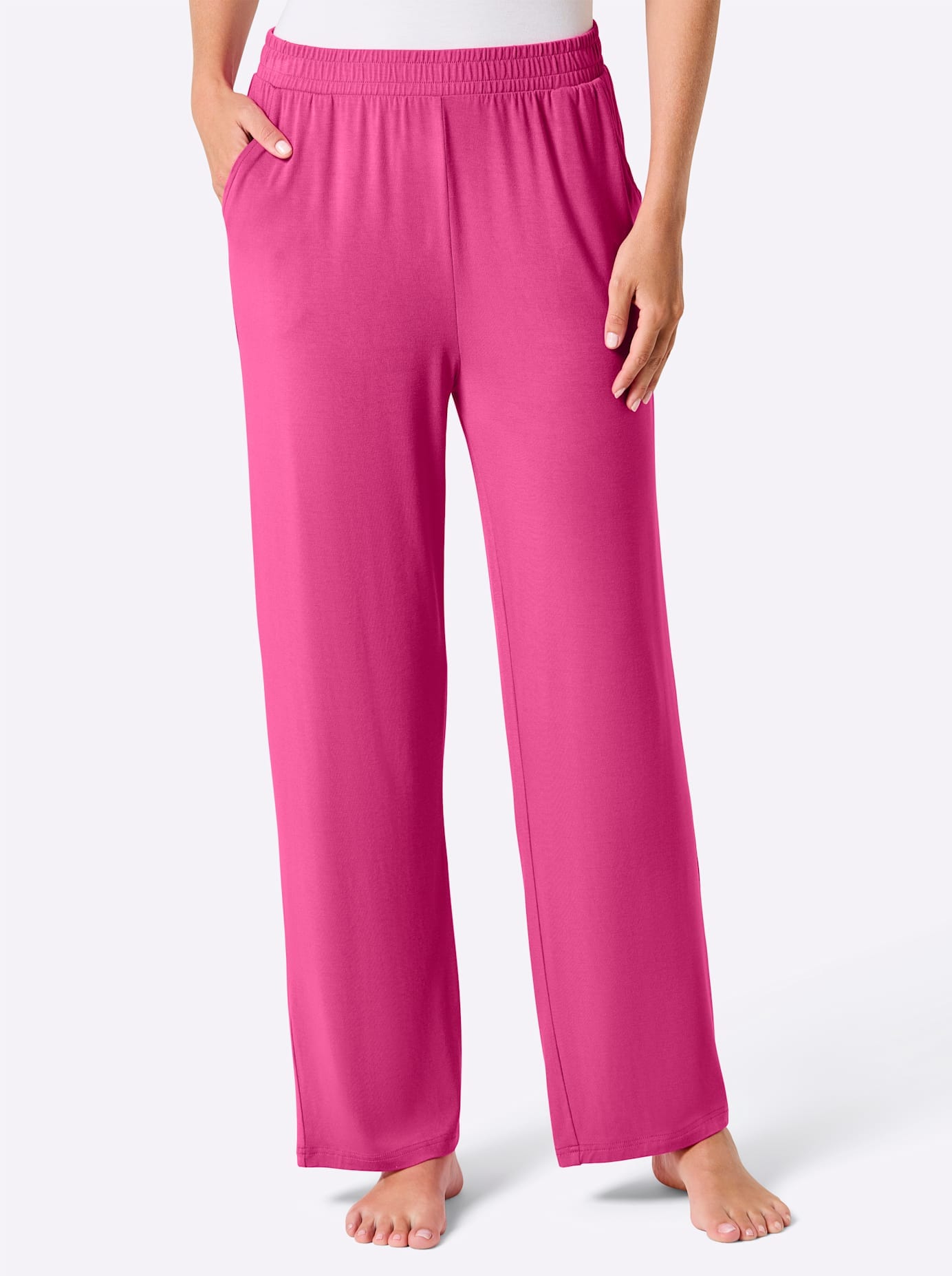 Jerseyhose FEEL GOOD, Herren, Gr. 26/27, Kurzgrößen, schwarz, fuchsia, 95% Viskose, 5% Elasthan, unifarben, Hosen Jerseyhose