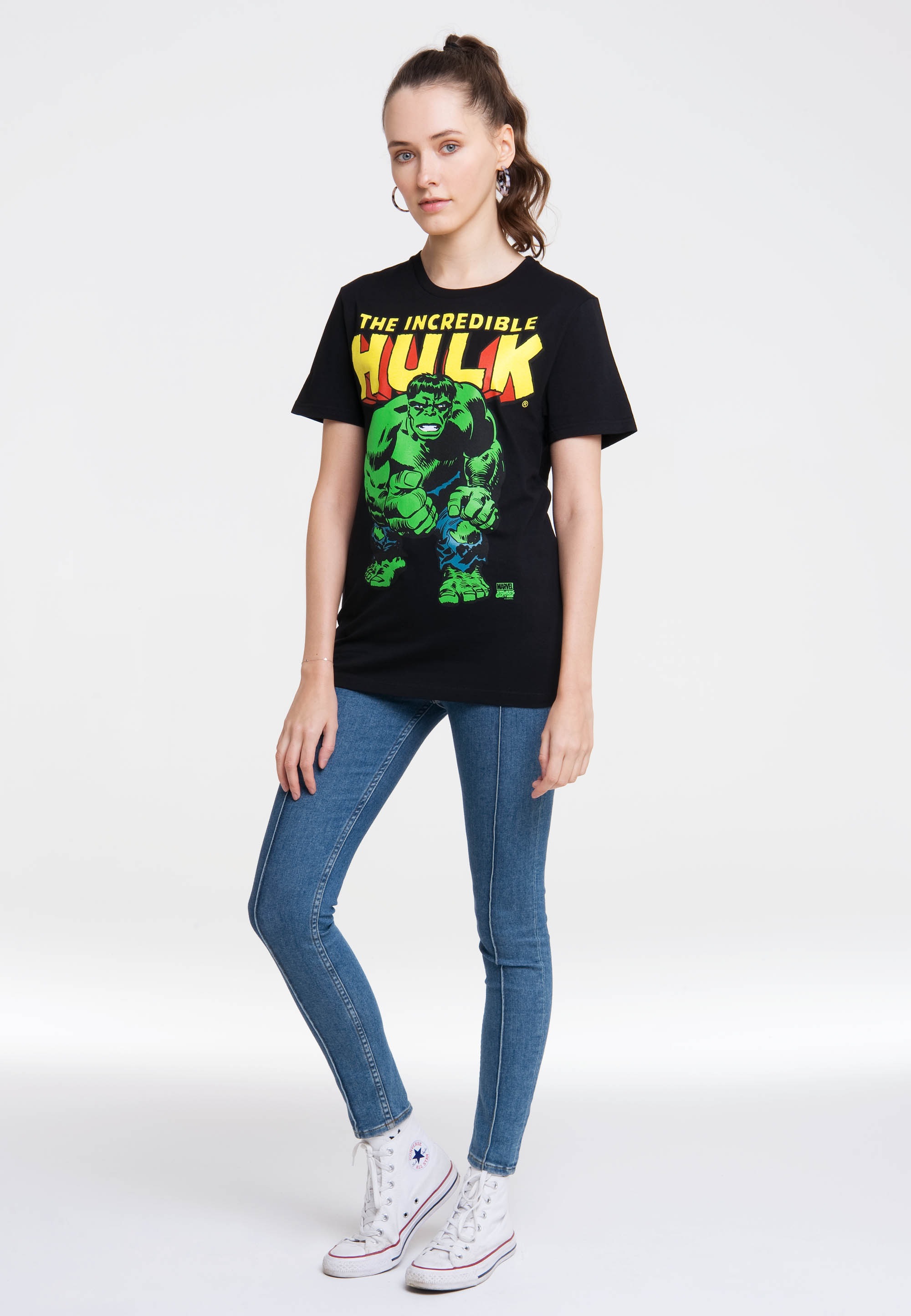 LOGOSHIRT T-Shirt »Marvel Comics«, mit großem Hulk-Print
