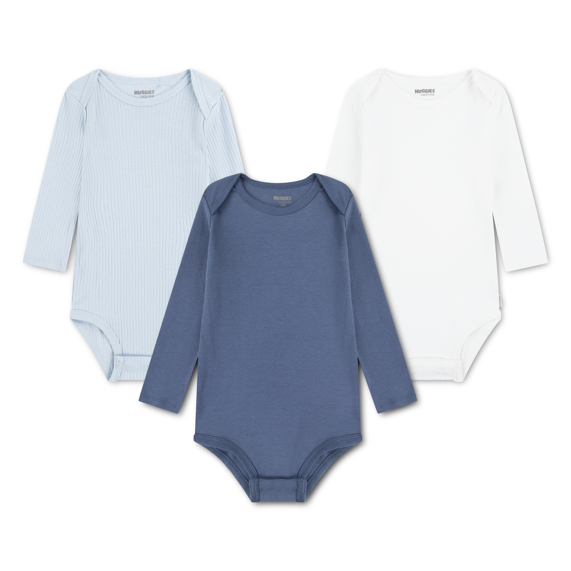 HUGGIES babywear Langarmbody »HUGB 3PK BODYSUIT« Packung, 3 Stk. 3er-Pack, in Ripp-Optik