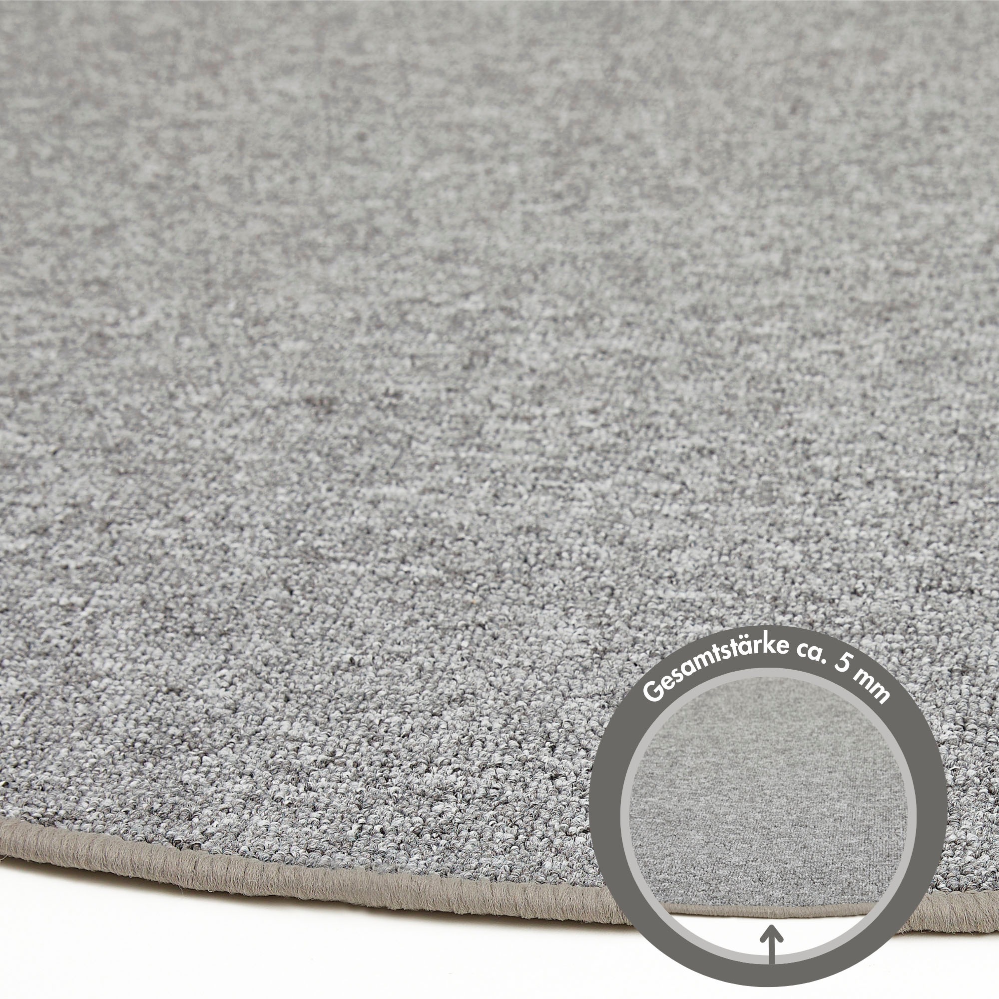 Teppich ANDIAMO "Luton, Made in Germany" Gr. 10, grau, H:5mm Ø:200cm, Kunstfaser, Teppiche, Teppich, melierte Optik, ideal im Wohnzimmer & Schlafzimmer 3