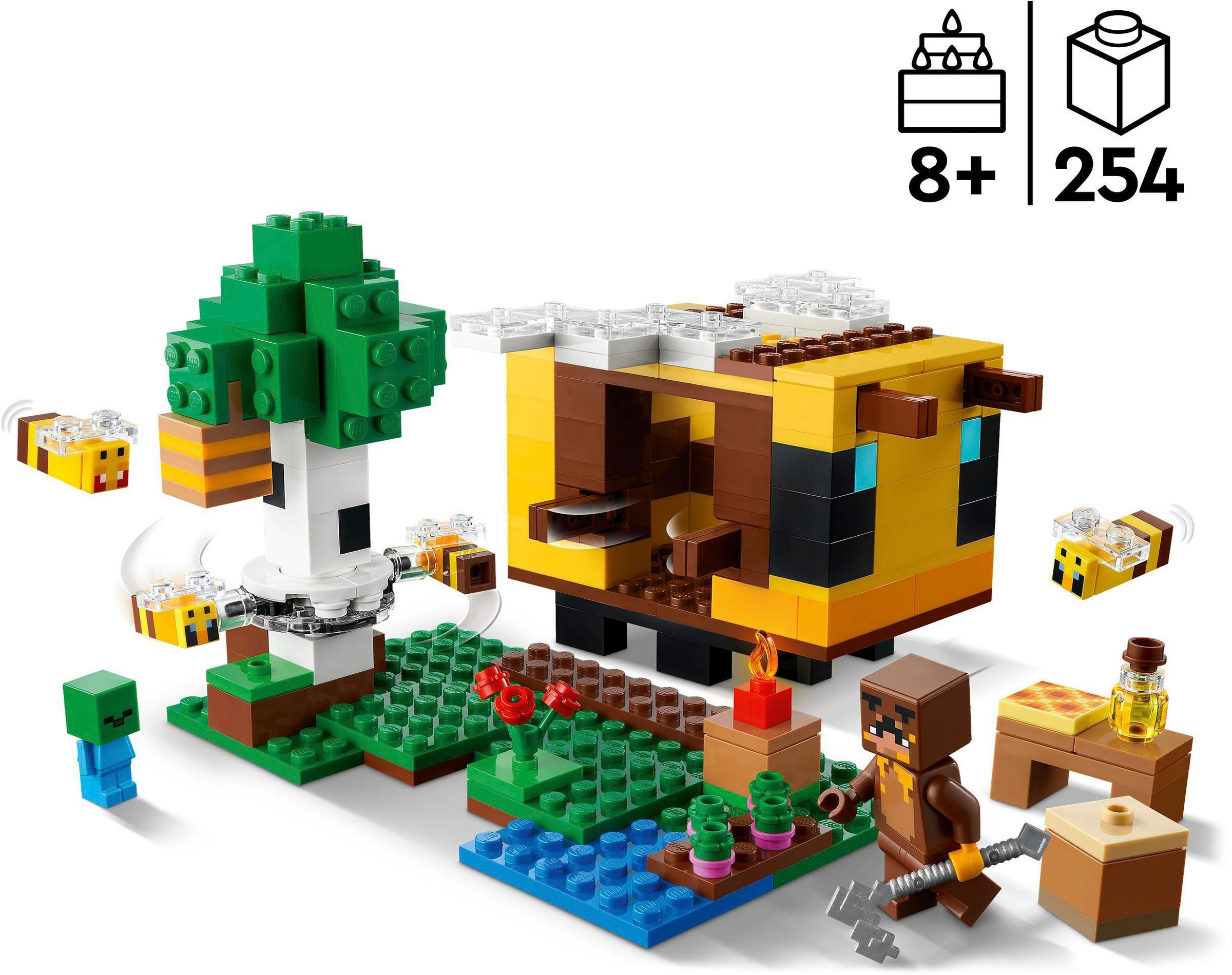 LEGO® Konstruktionsspielsteine »Das Bienenhäuschen (21241), LEGO® Minecraft«, (254 St.), Made in Europe