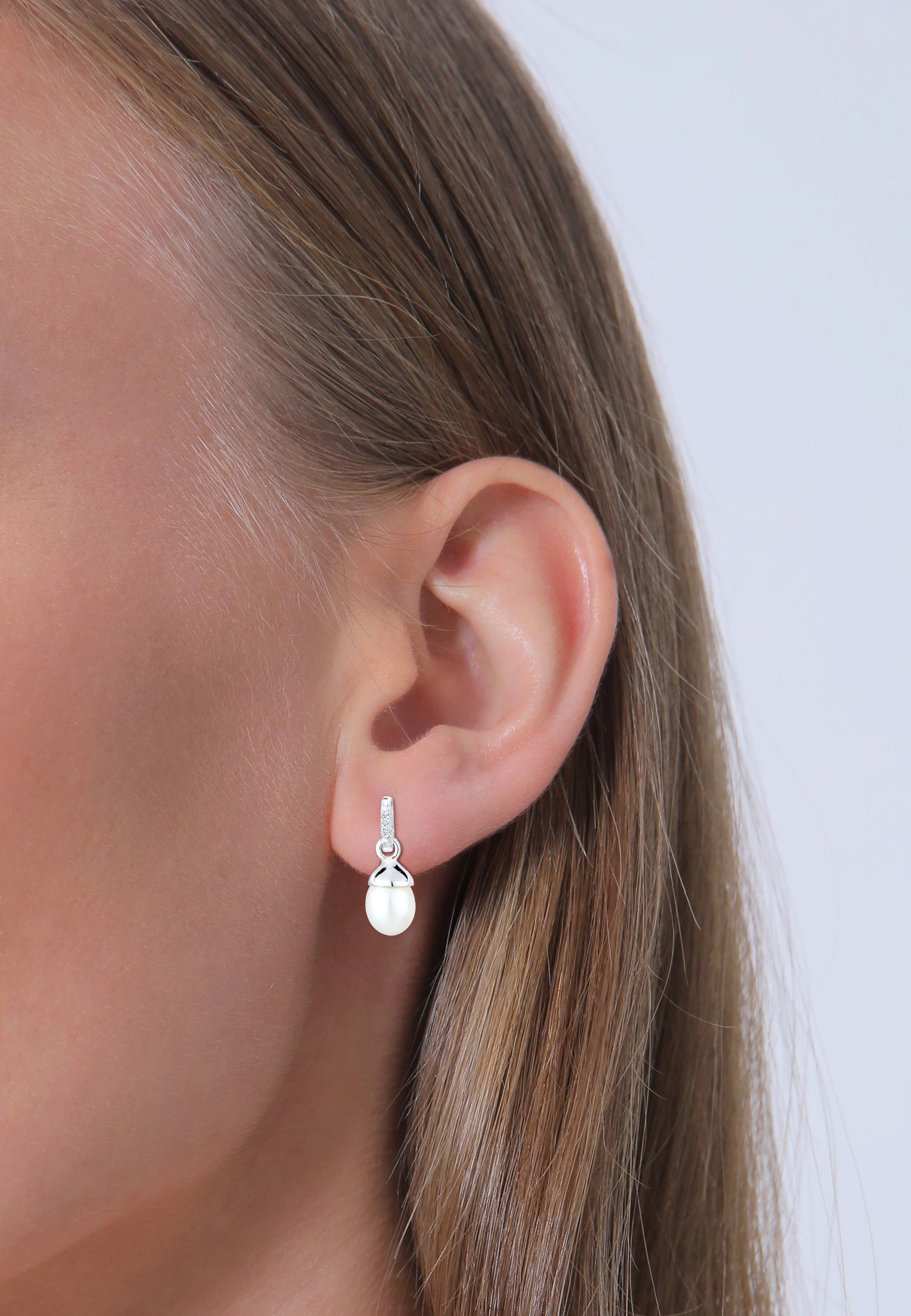Elli DIAMONDS Paar Ohrhänger »Süßwasserzuchtperle Diamant 0.06 ct. 925 Silber«