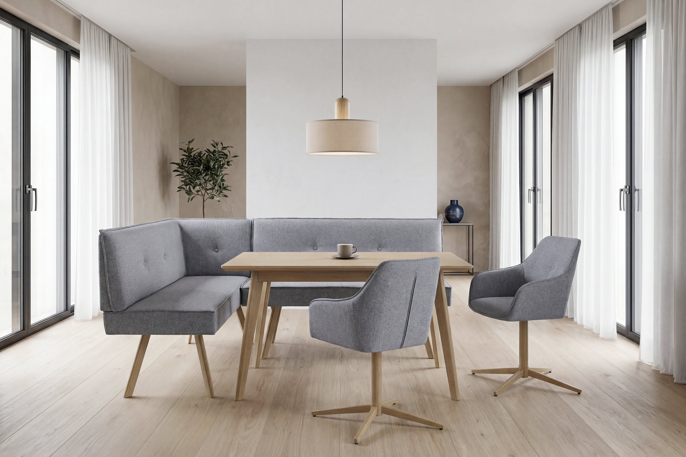 byLIVING Esszimmerstuhl »OTTAWA« (Set) 2 Stk.Webstoff, 110 kg, 360° drehbar, umlaufendem Keder, Zierknopf im Rücken