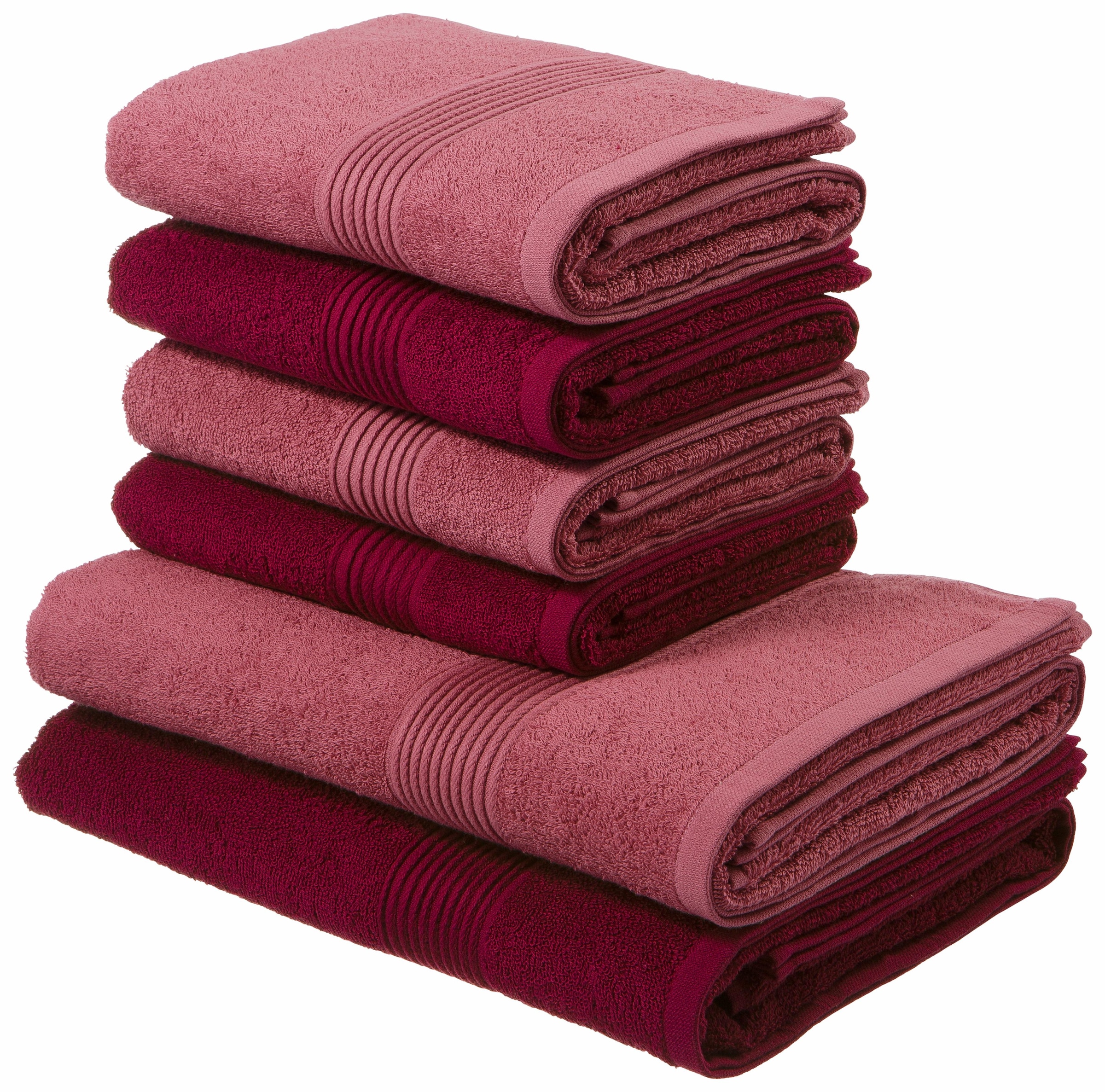my home Handtuch Set Baumwolle gestreifte Bordüre, Handtücher aus Walkfrottee, Handtuch-Set, BAUR »Anna«, Set, tlg., 6 kaufen 100% 