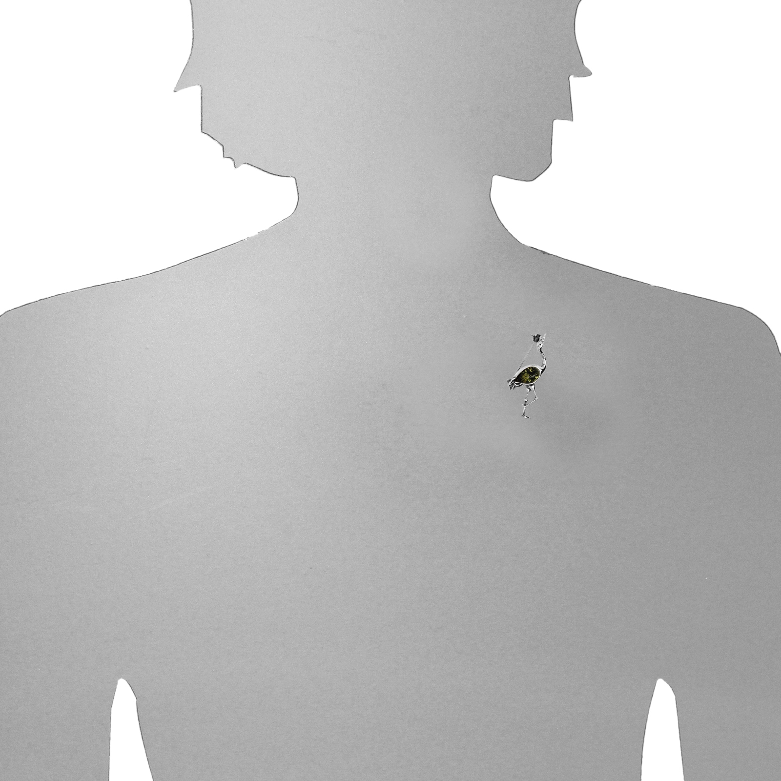 OSTSEE-SCHMUCK Brosche »- Kranich - Silber 925/000 - Bernstein«