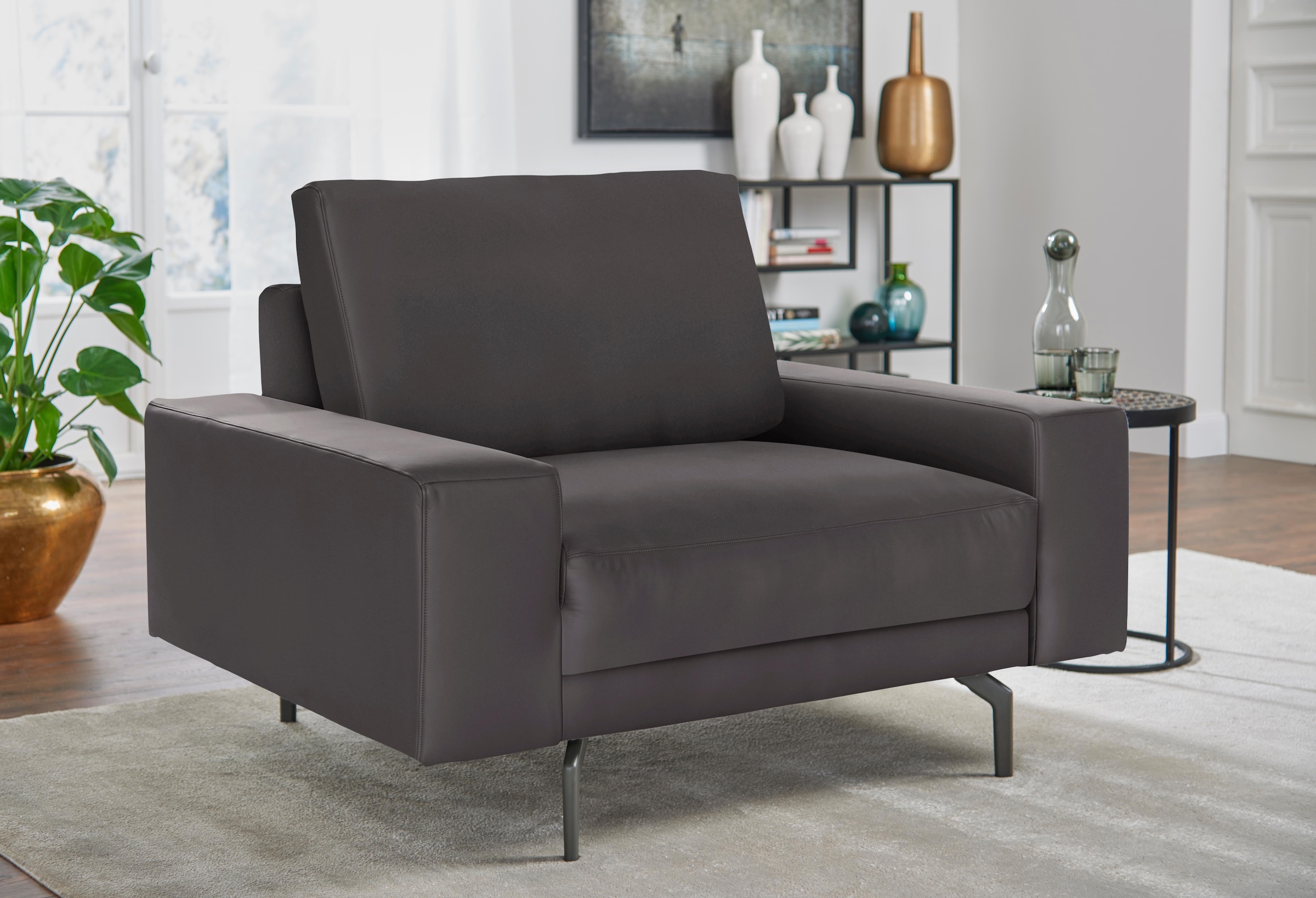 hülsta sofa Sessel »hs.450«, 120 Armlehne niedrig, breit in BAUR umbragrau, | Alugussfüße Breite cm