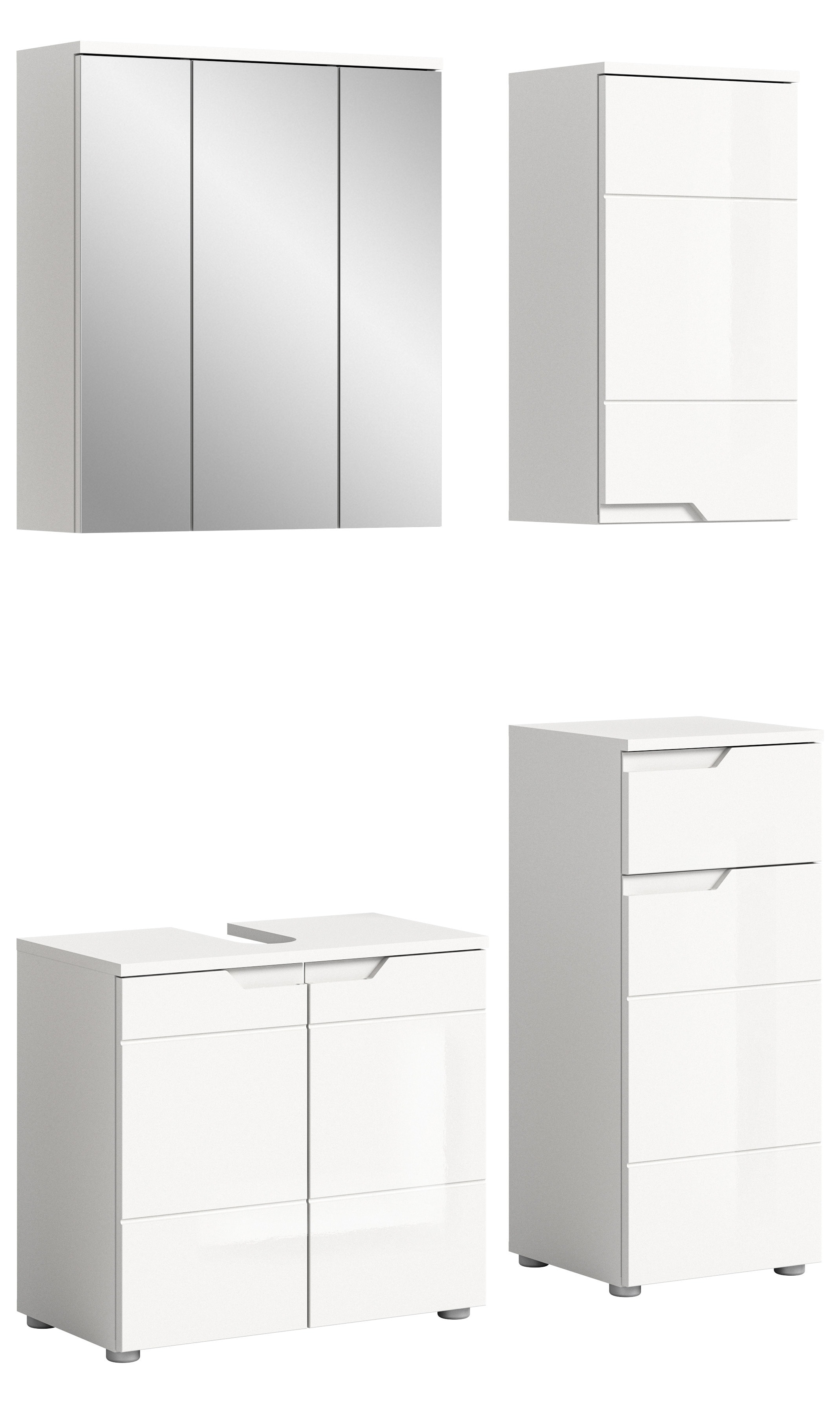 welltime Badmöbel-Set "CAPRI, 4-teilig, mit eingefasster Griffmulde, bestehend aus:"