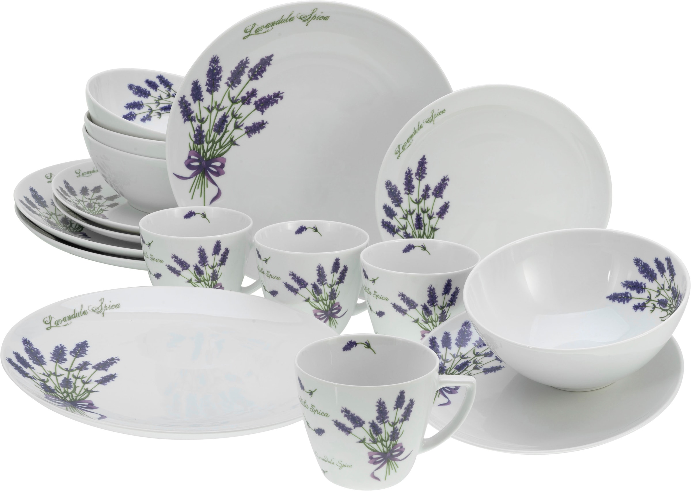 CreaTable Kombiservice "Home Lavendel", (Set, 16 tlg.), Lavendel-Dekor