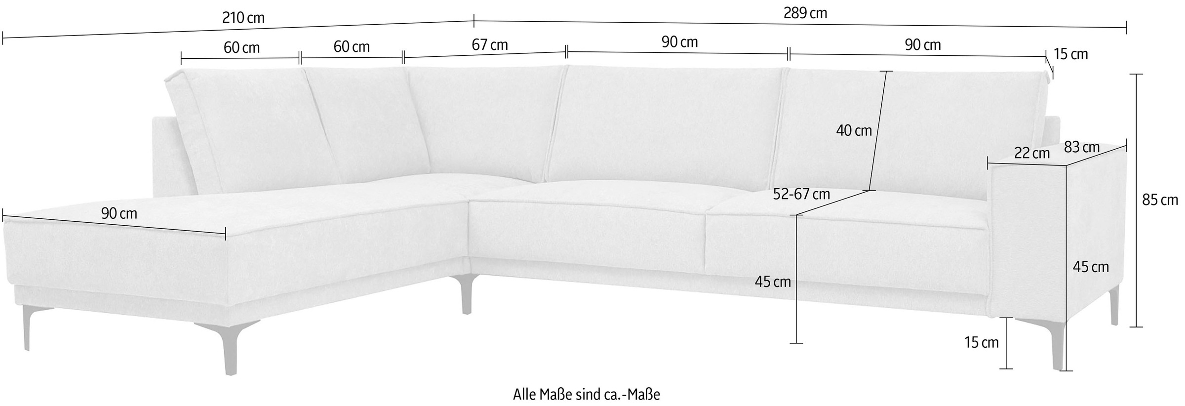 Places of Style Ecksofa »Oland«, L-Form, im zeitlosem Design und hochwertiger Verarbeitung