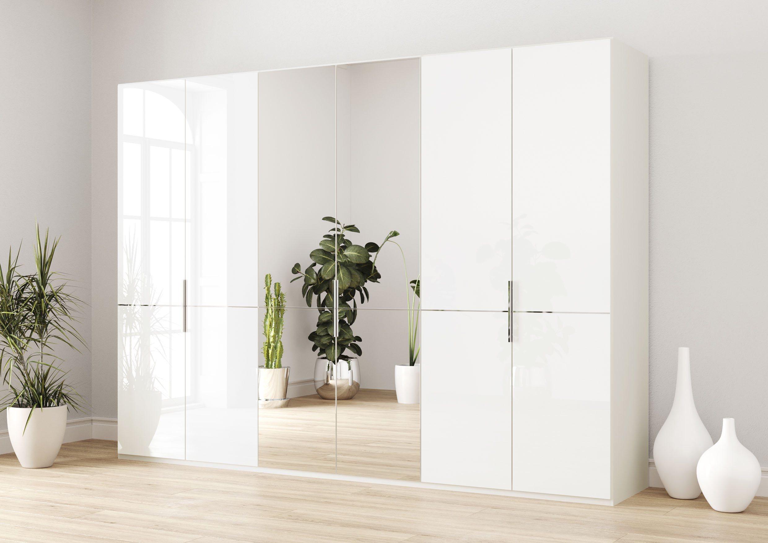 Musterring Kleiderschrank "Imola W" inkl. Einlegeböden und Kleiderstangen, mit Glas- und Spiegeltüren